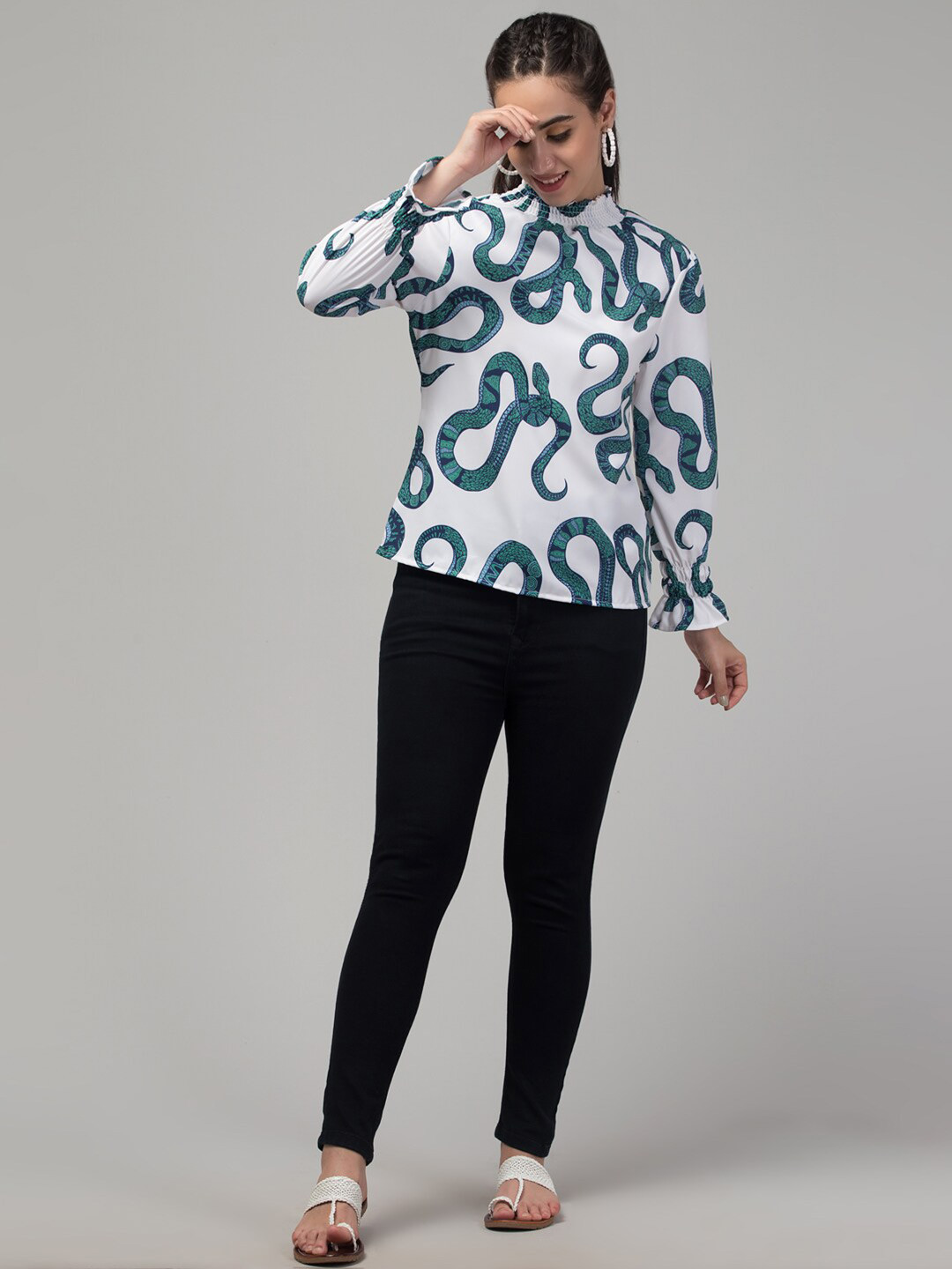 J Style Print Crepe Top