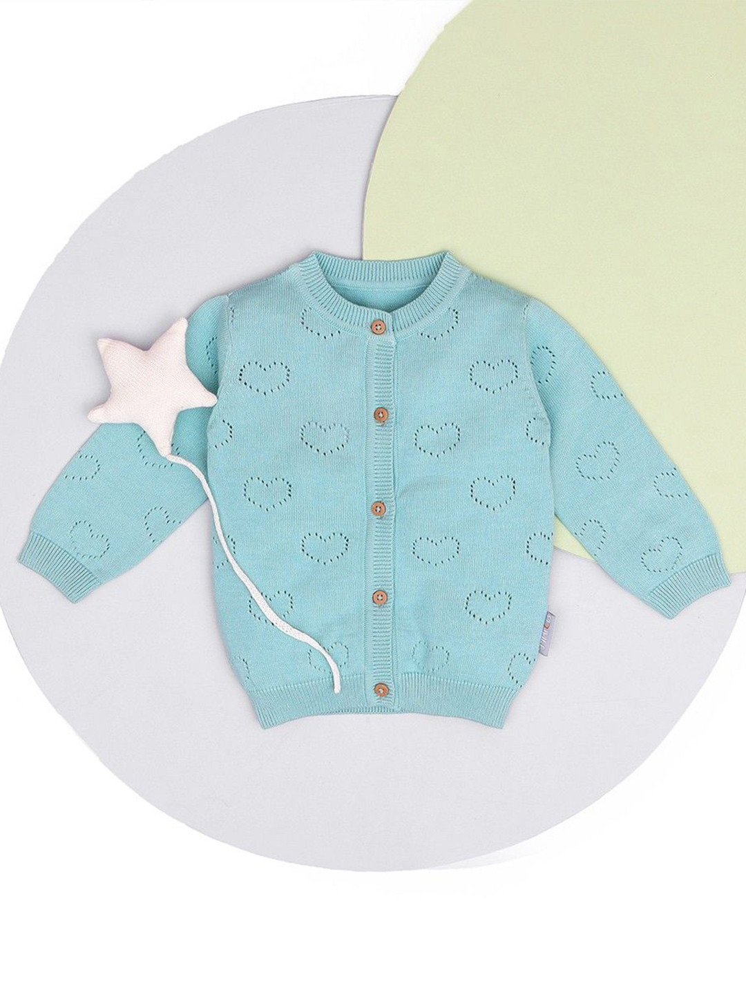 MiArcus Kids Self Design Round Neck Cotton Longline Cardigan