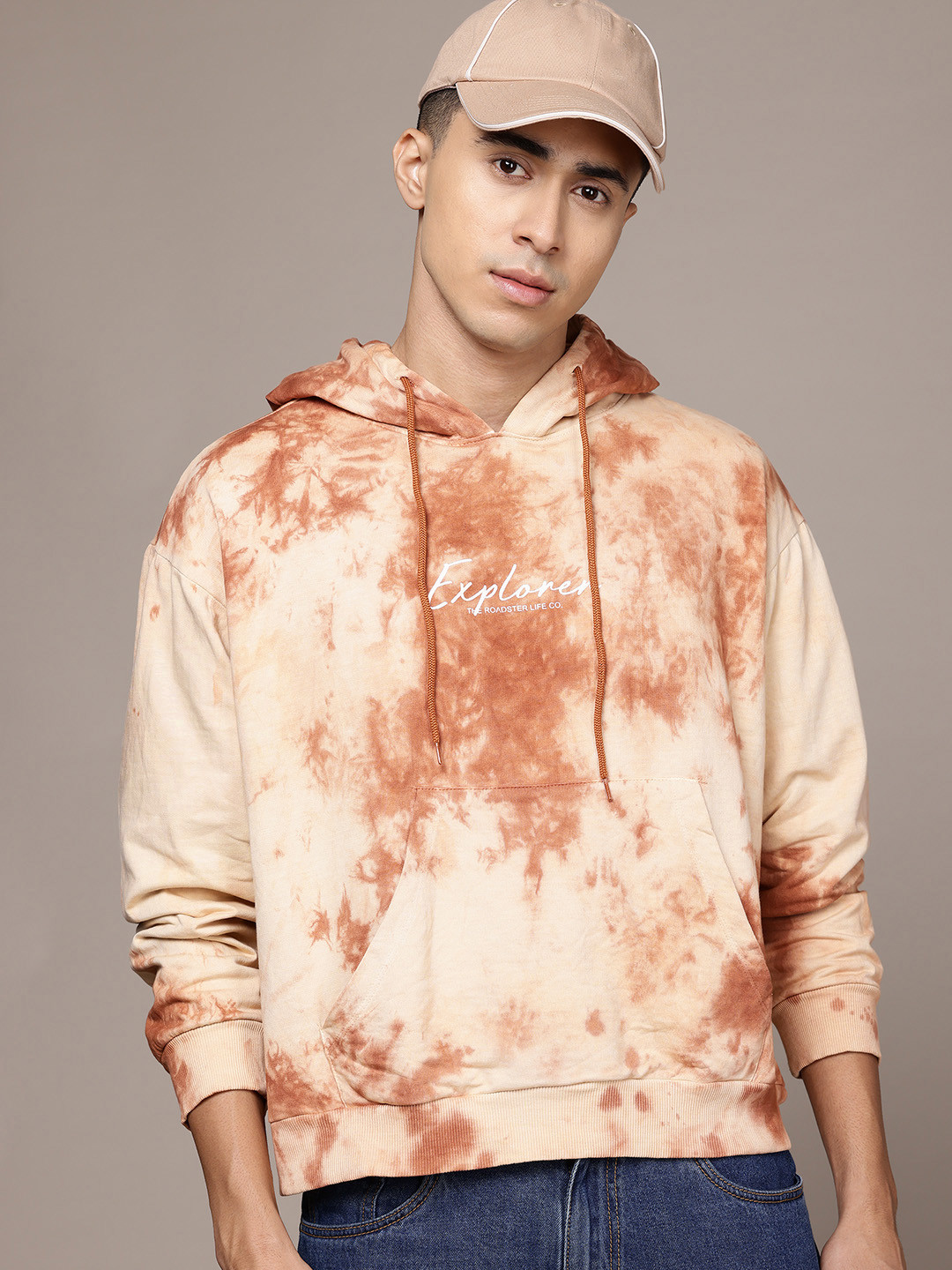 The Roadster Lifestyle Co. Tie-Dye Printed Hooded Sweatshirt