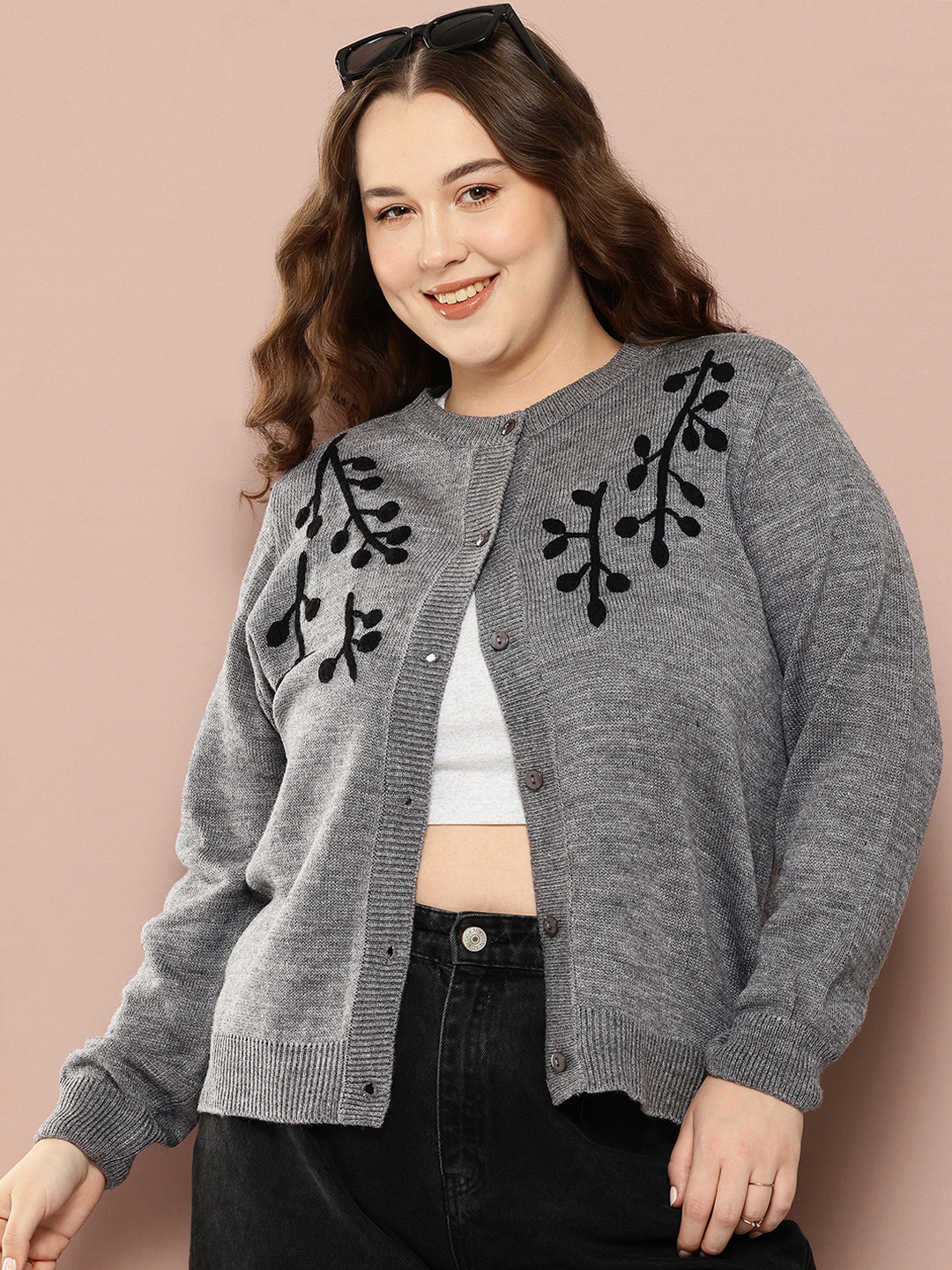Sztori Plus Size Floral Longline Cardigan