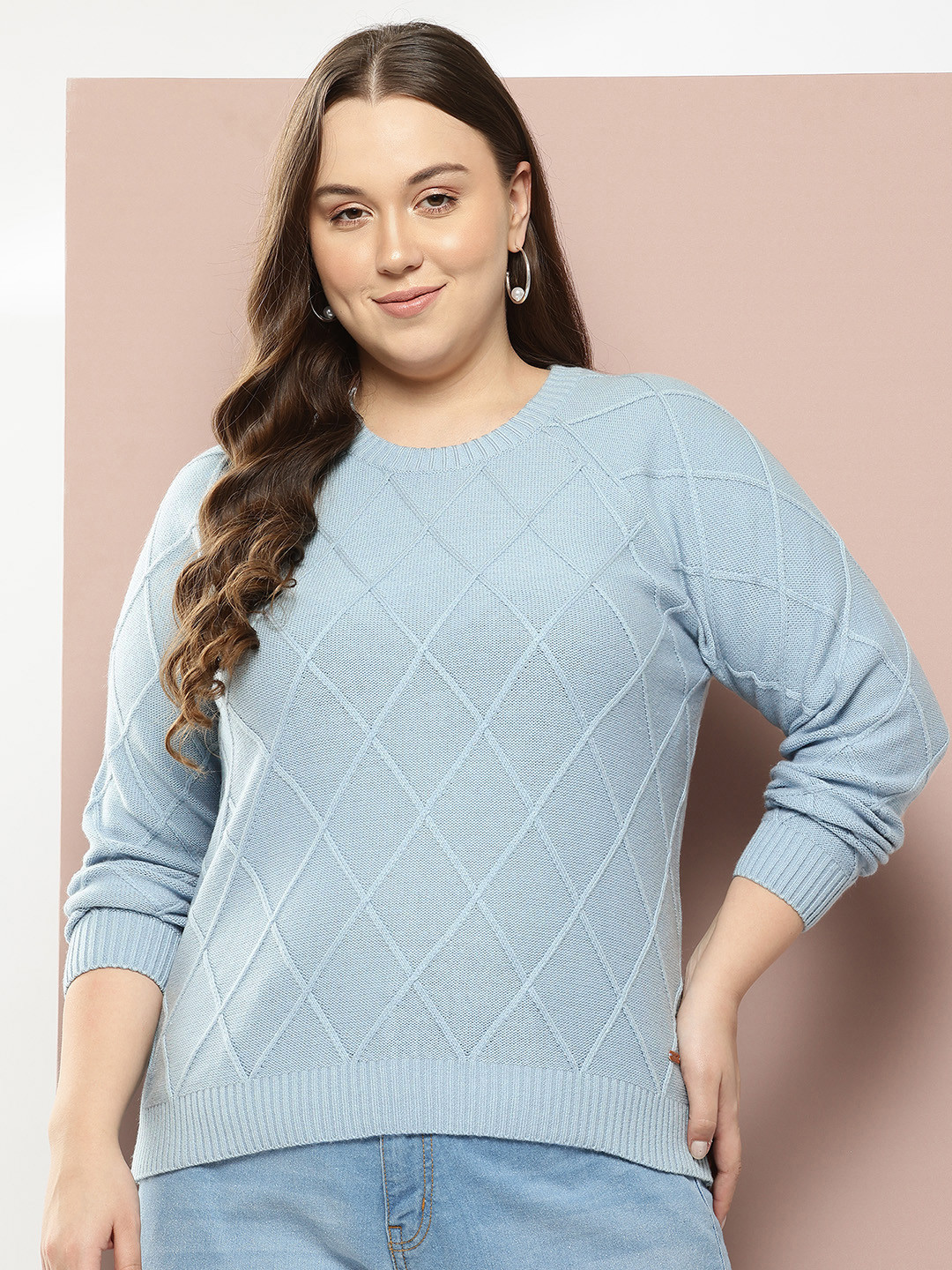 Sztori Plus-Size Checked Pullover