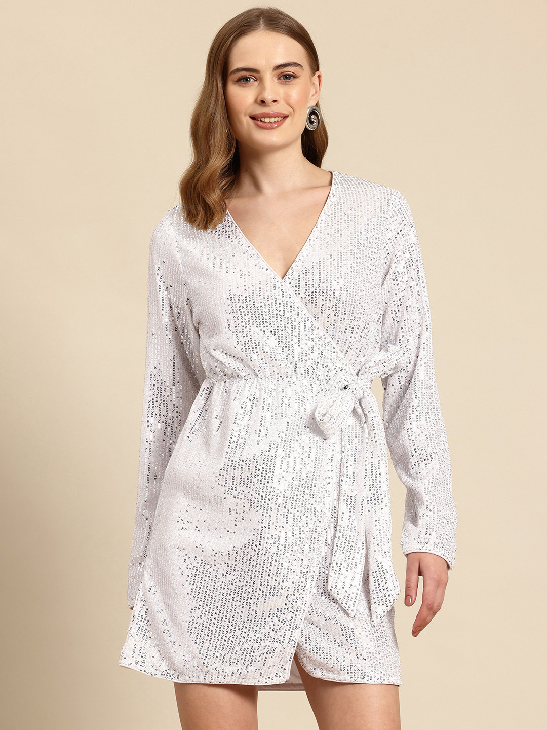 Mast & Harbour Sequinned Embellished Party Wrap Dress