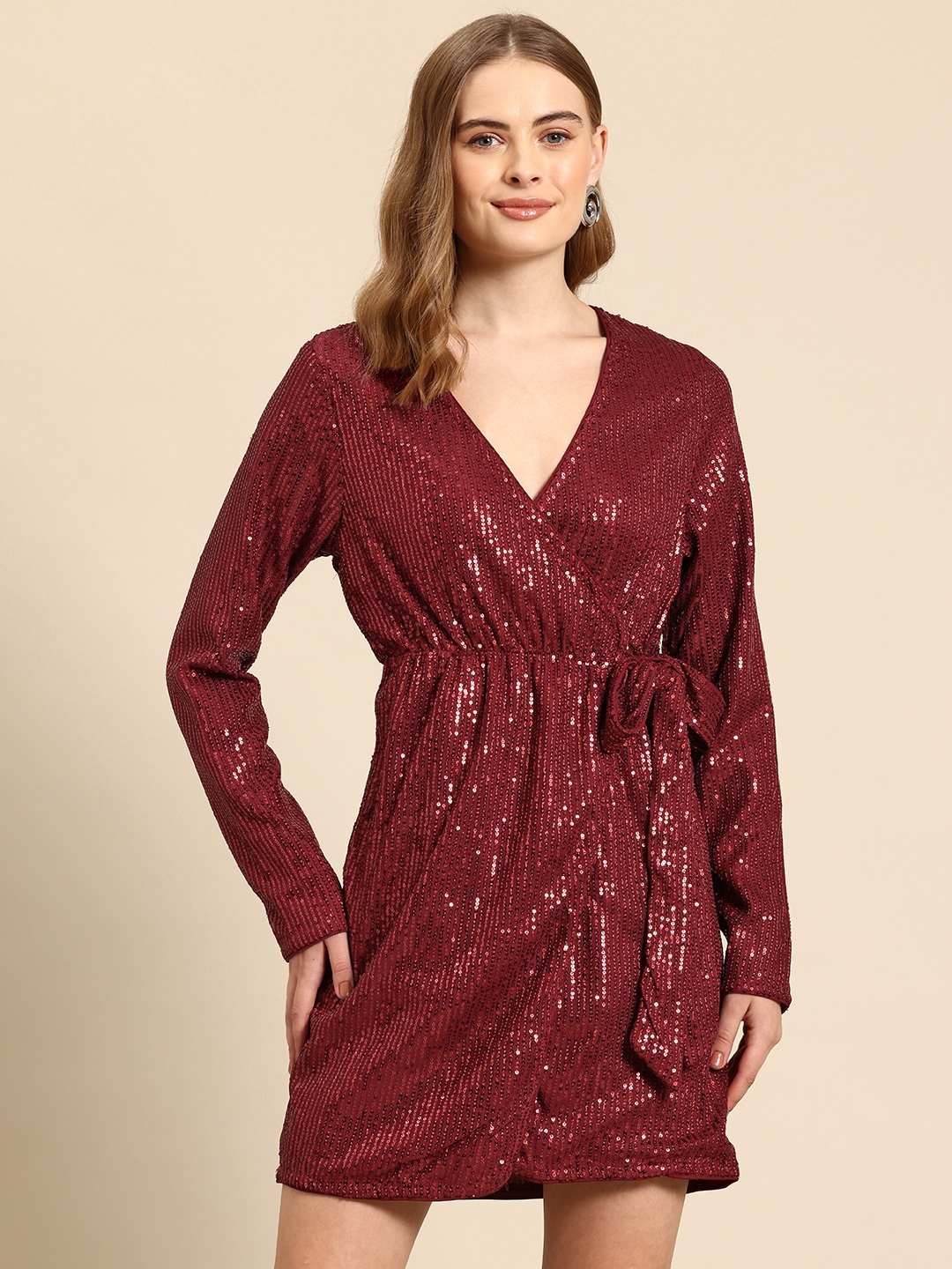 Buy Mast Harbour Sequinned Embellished Party Wrap Dress Dresses for Women 29705906 Myntra