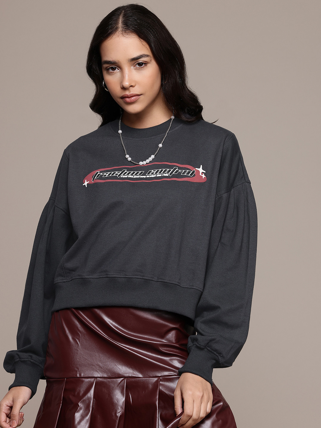 Roadster The Life Co. Typography Printed Drop-Shoulders Sweatshirt
