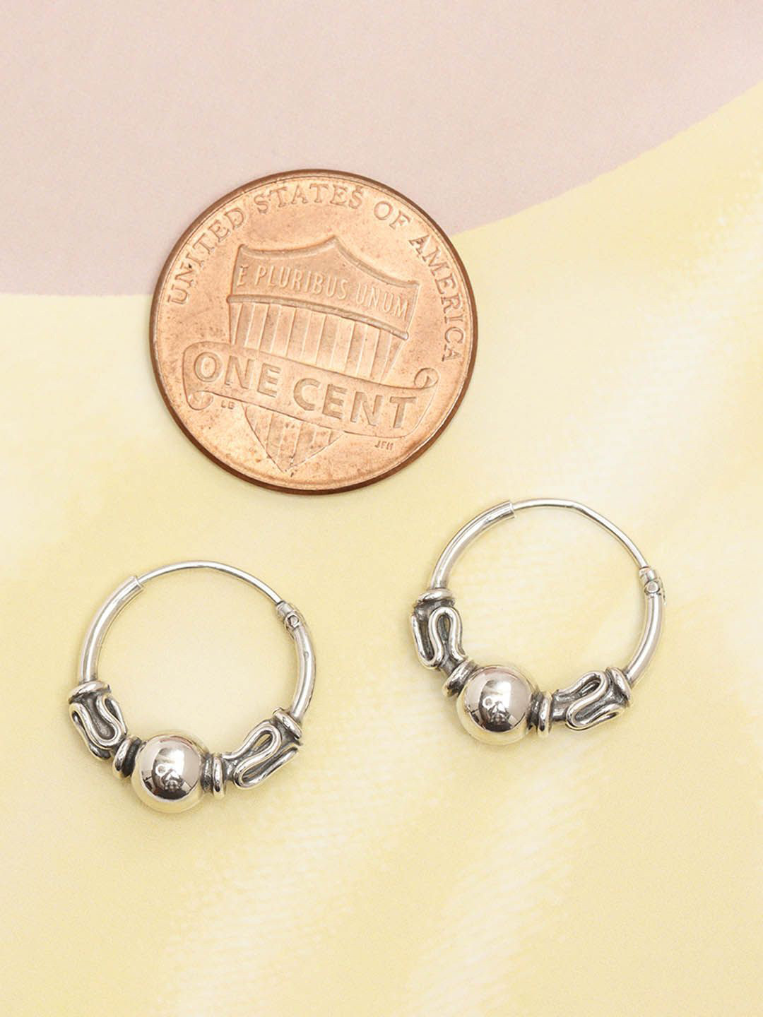 LeCalla Men Silver Plated 925 Sterling Silver Contemporary Hoop Earrings