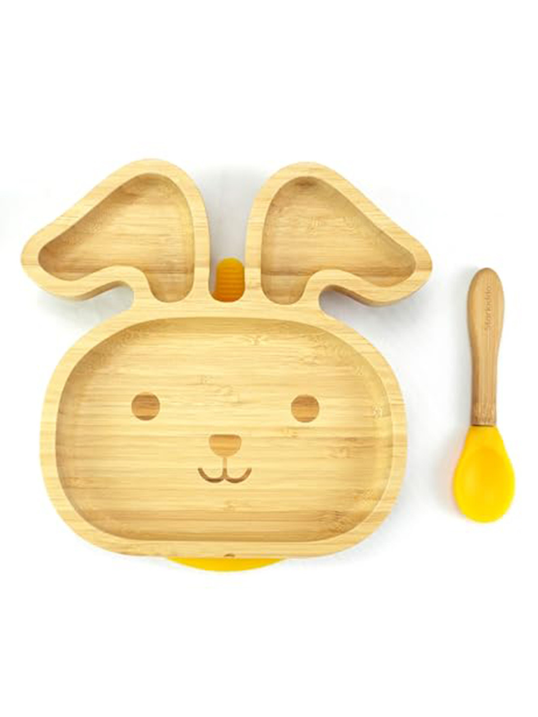 Starkiddo Kids Yellow & Brown 2 Pieces Bamboo Plate Set