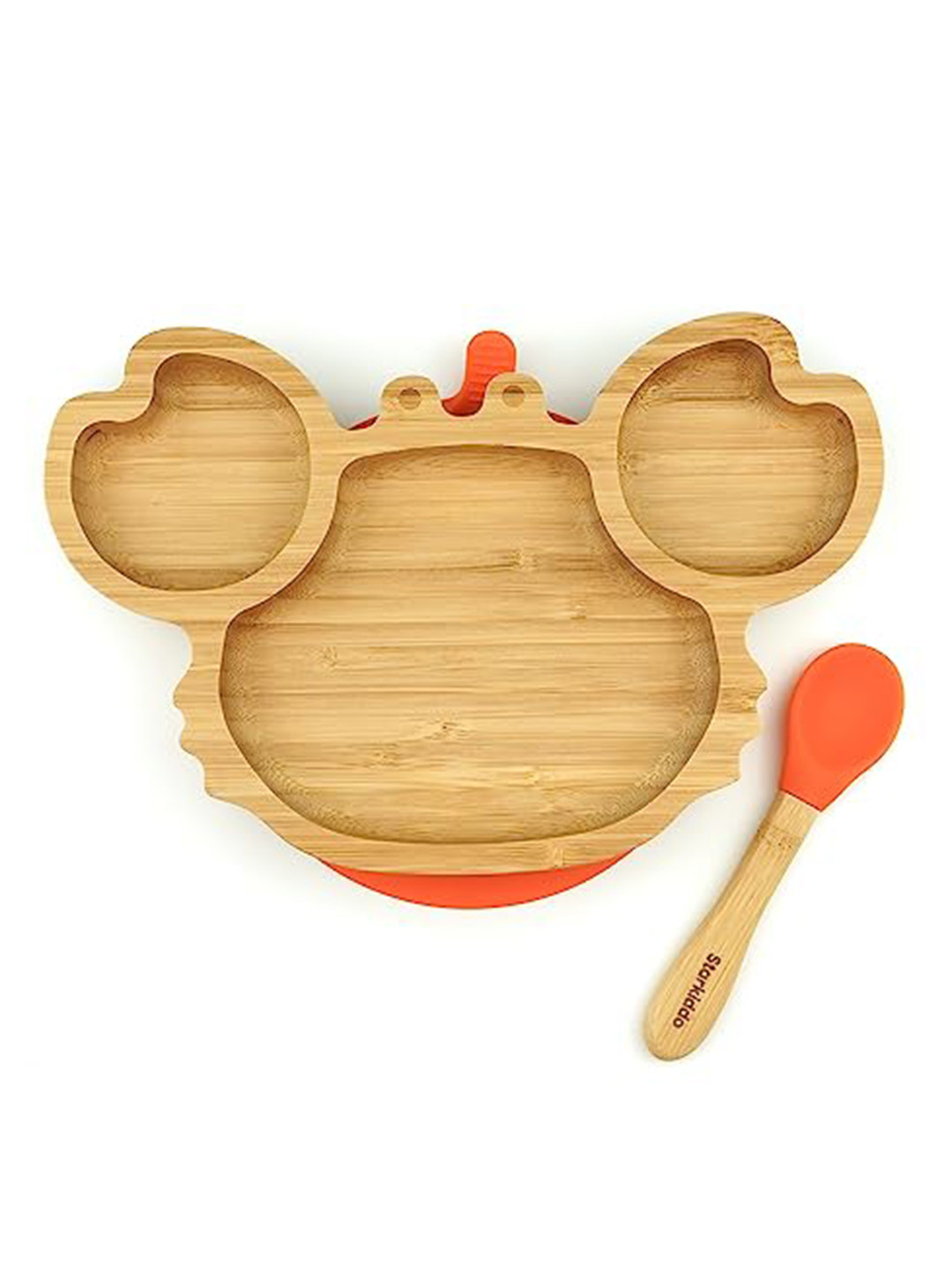 Starkiddo Orange & Brown 2 Pieces Bamboo BPA-Free Plate Set