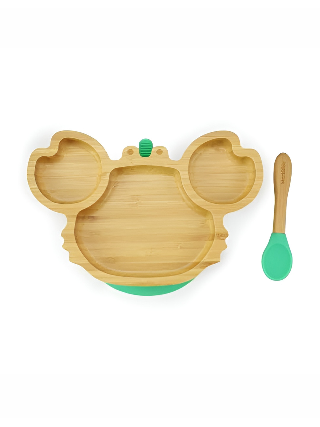 Starkiddo Kids Green & Brown 2 Pieces Crab Bamboo Plate Set