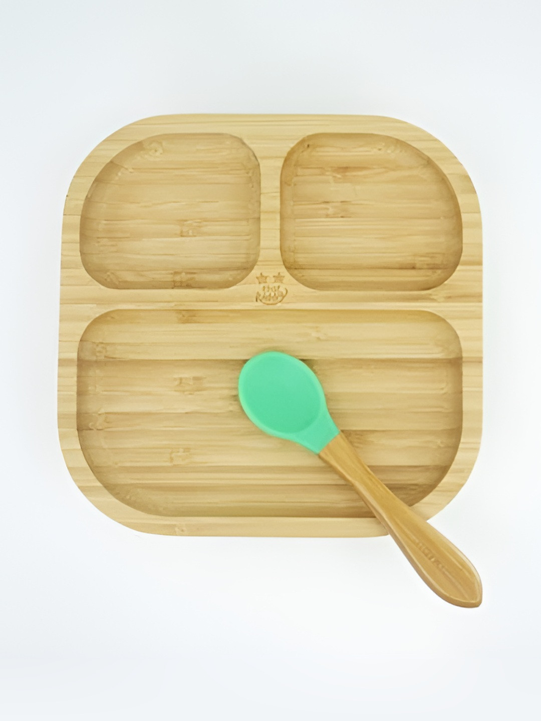 Starkiddo Kids Green & Brown 2 Pieces Bamboo Plate Set