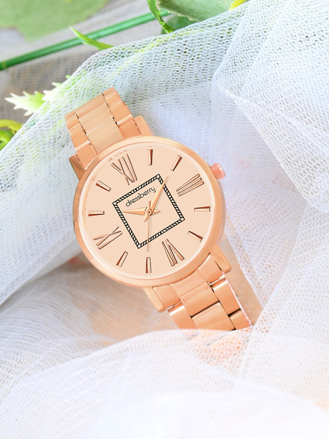 DressBerry Women Patterned Dial & Bracelet Style Straps Analogue Watch HOBDB-235-RG
