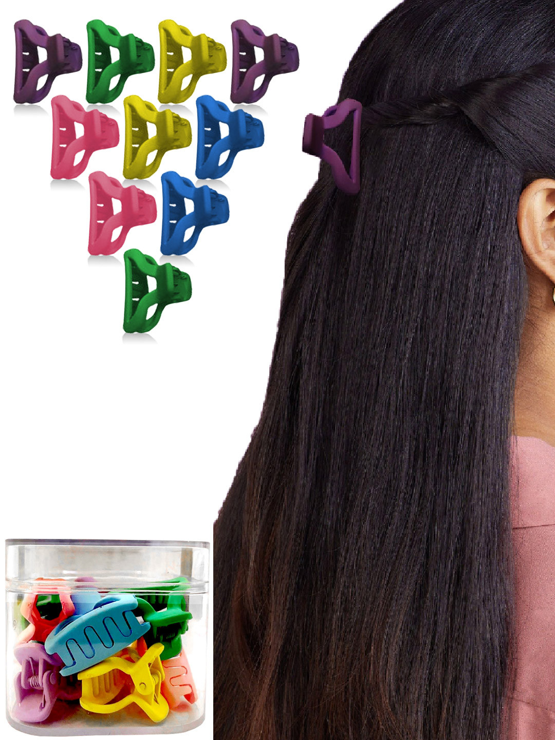 Majestique Set of 10 Multicolor Hair Clutcher Claw Clip  Girls With Box