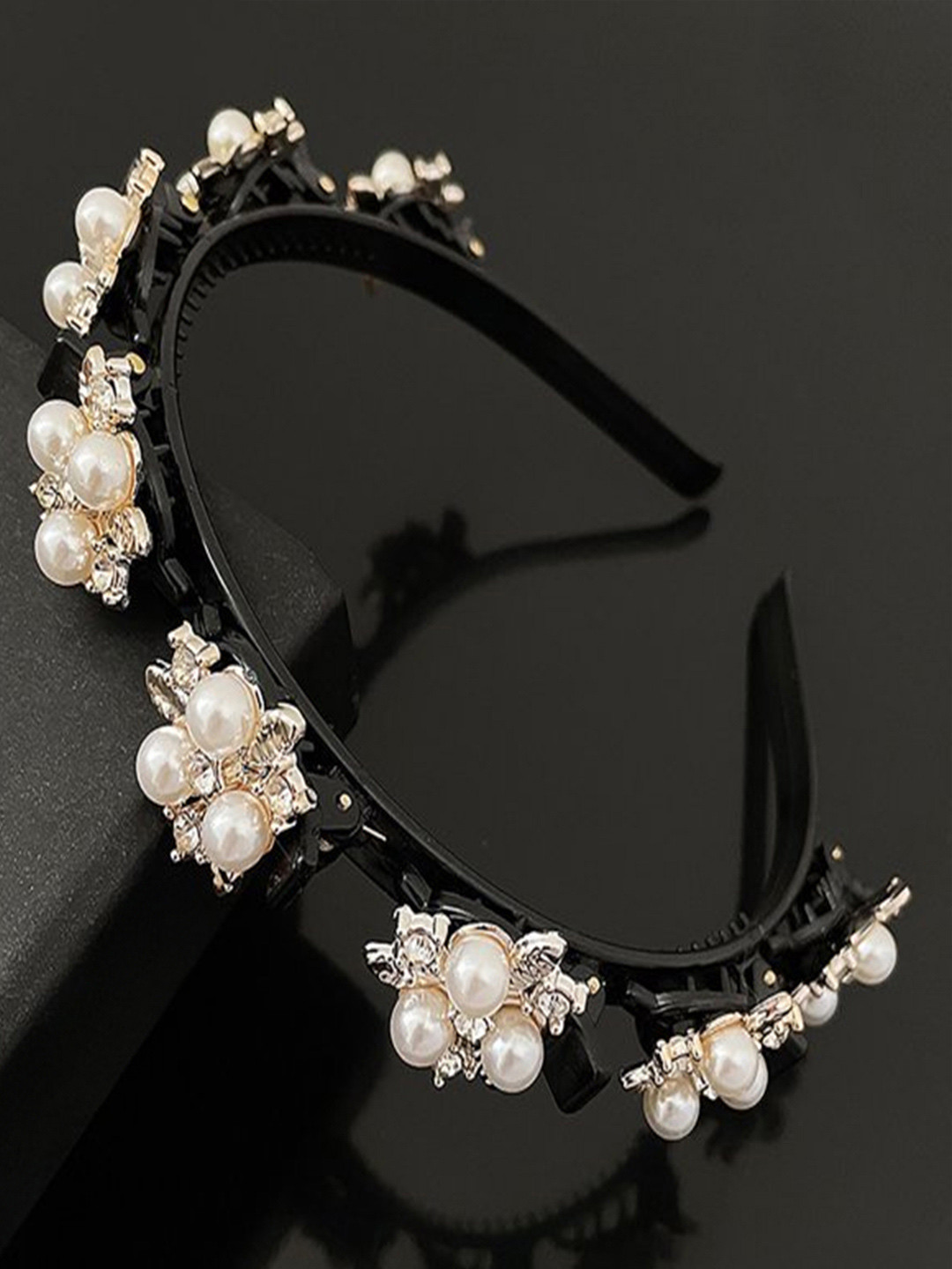 Majestique Set of 1 Braided Double Layer Headband with Elegant Flower