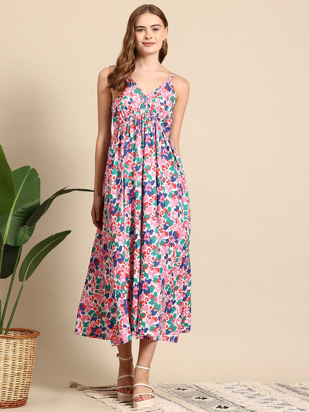 Buy Mast Harbour Floral Print Empire Midi Dress Dresses for Women 29708500 Myntra