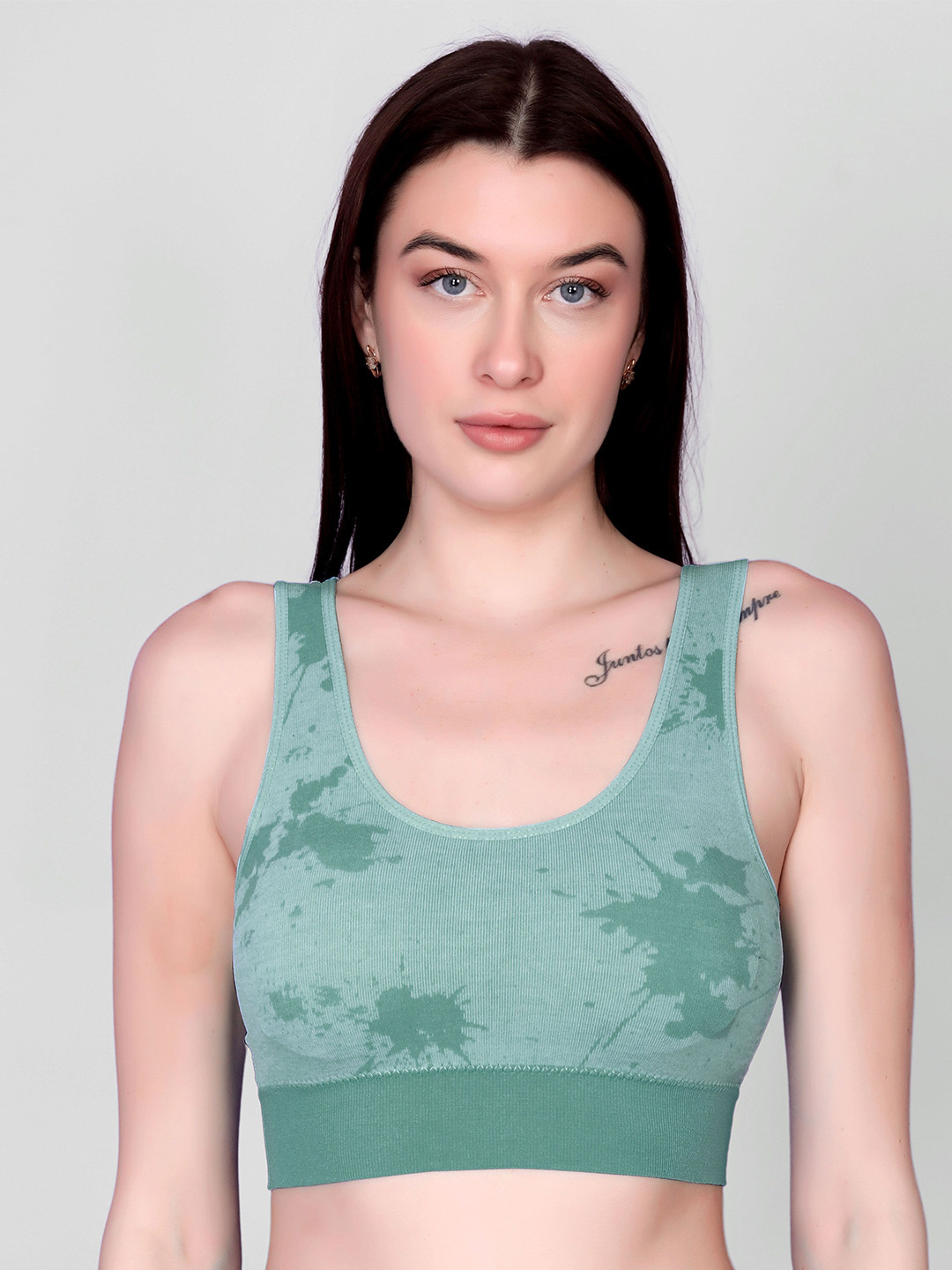 Spiaty Abstract Printed Removable Padding Full Coverage Workout Bra With All Day Comfort