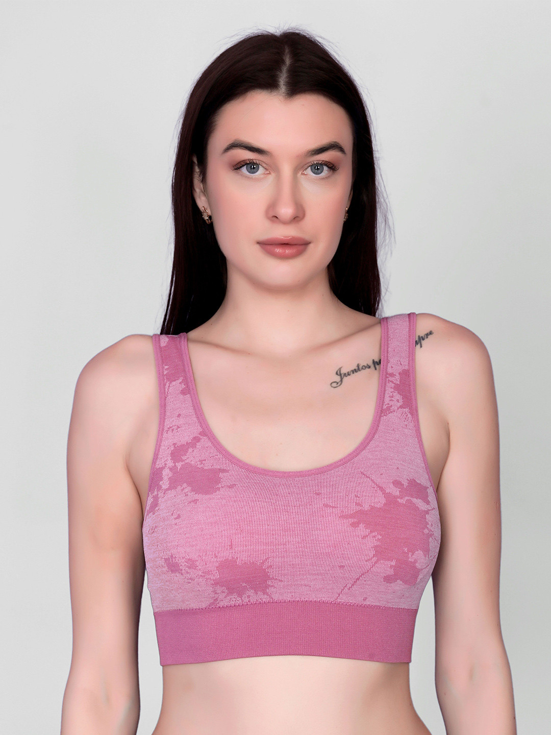 Spiaty Abstract Printed Removable Padding Full Coverage Workout Bra With All Day Comfort