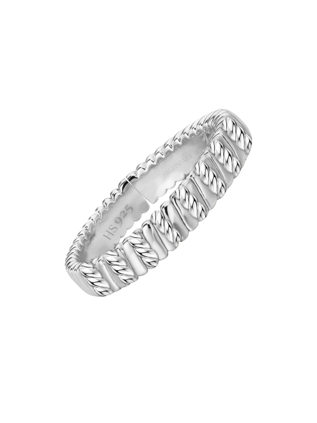 HighSpark 92.5 Sterling Silver Elegant Textured Adjustable Ring