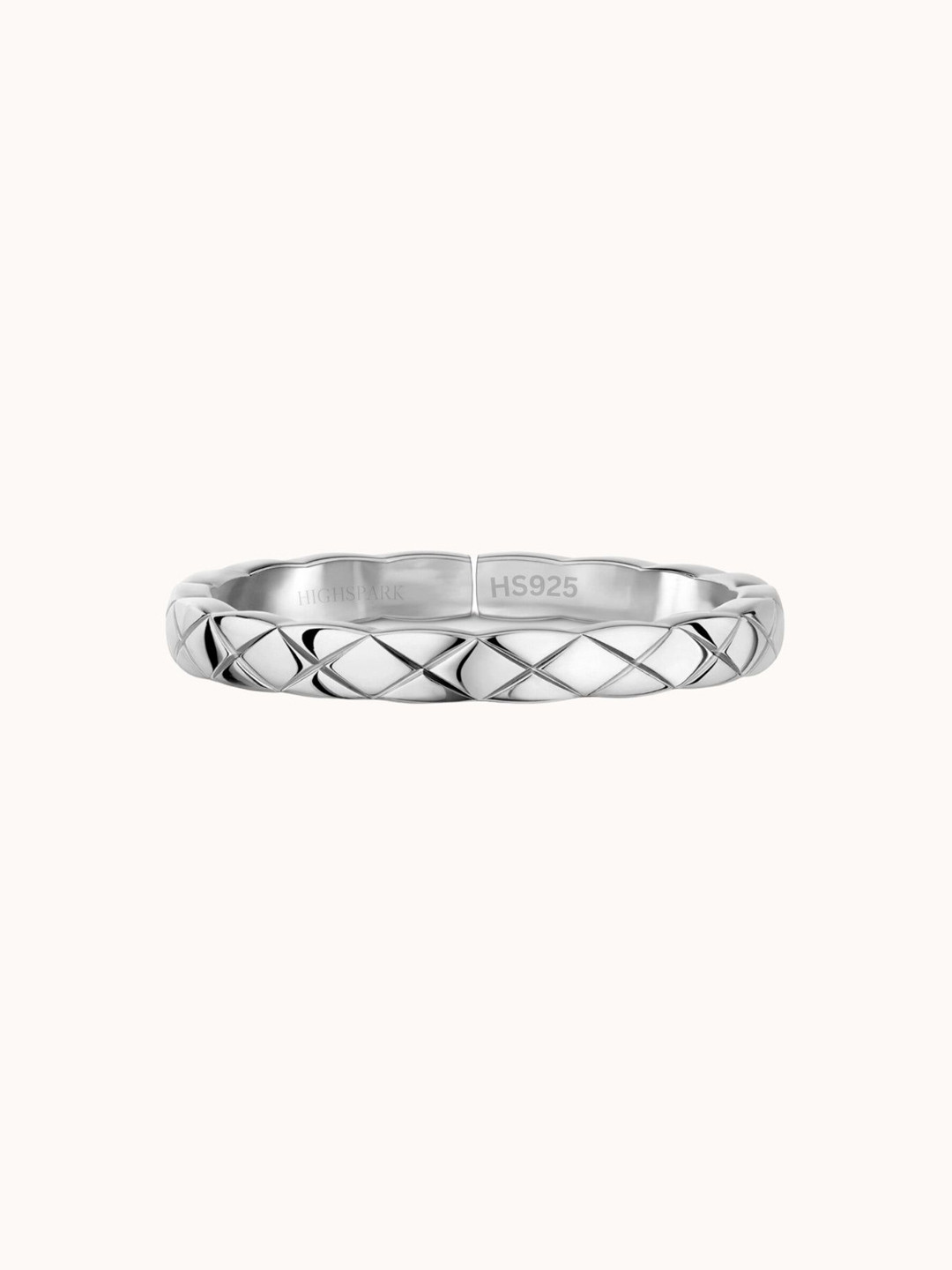 HighSpark 92.5 Sterling Silver Criss Cross Patterned Adjustable Ring