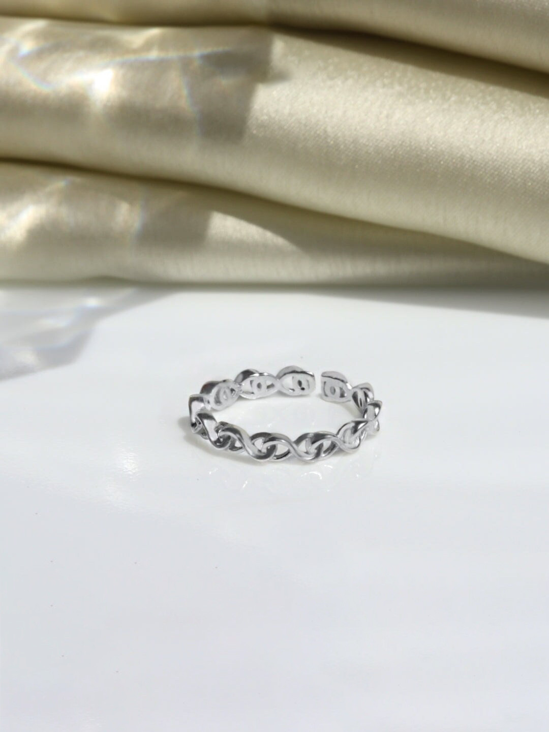 HighSpark 92.5 Sterling Silver Chain Style Adjustable Finger Ring