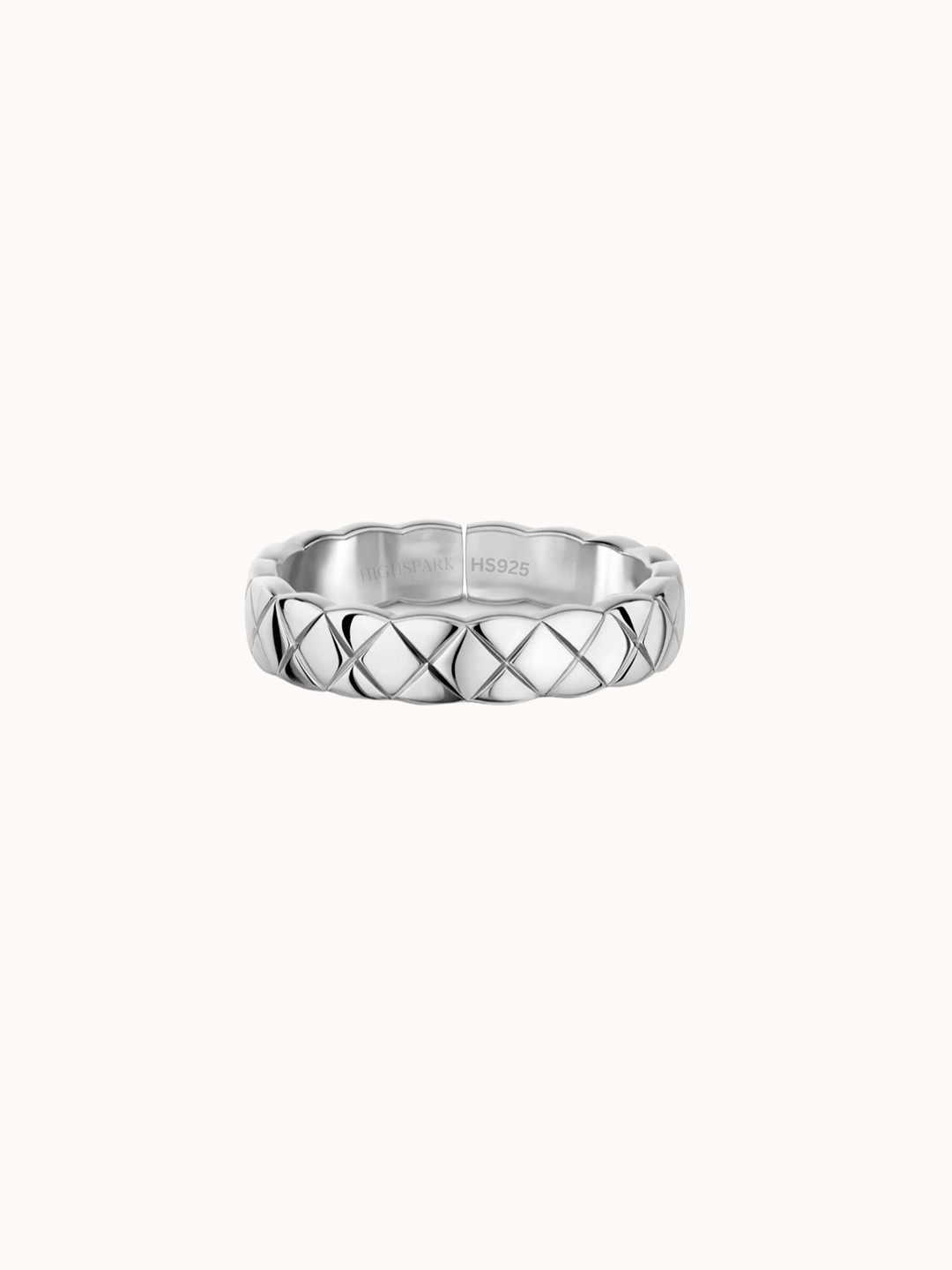 HighSpark Men 92.5 Sterling Silver Criss Cross Patterned Adjustable Ring