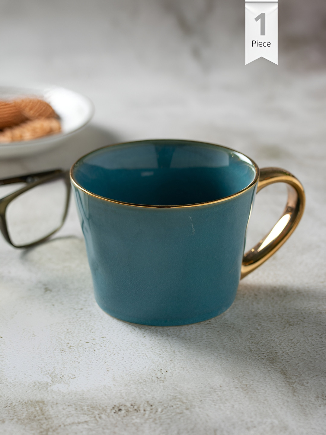CLAY CRAFT Green Solid Ceramic Glossy Mug 320 ml