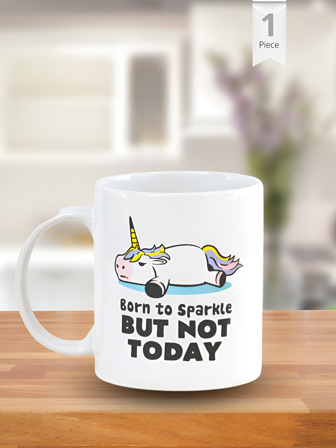 CLAY CRAFT White 1 Piece Born Sparkle Quote Print Fine Ceramic Coffee & Milk Mug, 380 ml
