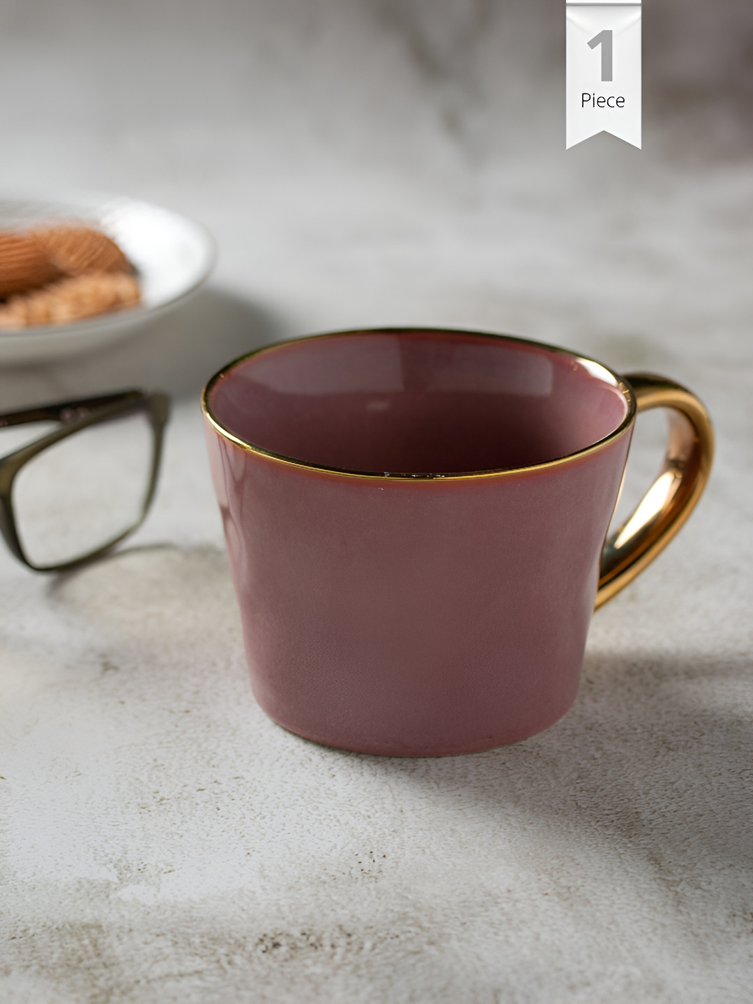 CLAY CRAFT Brown Solid Ceramic Glossy Mug 320 ml