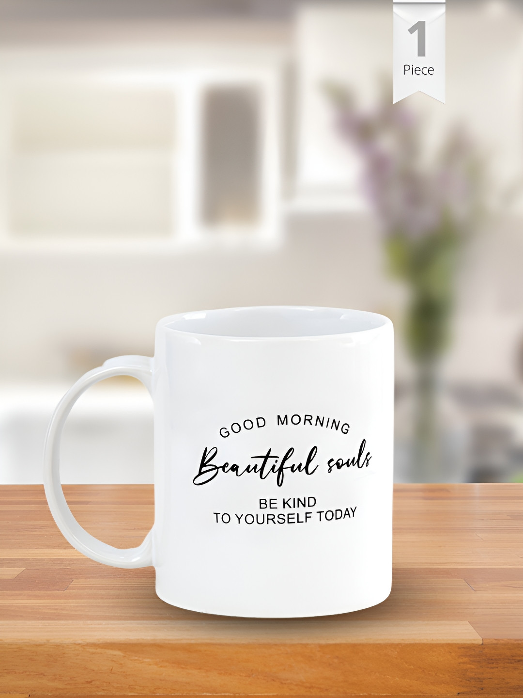 CLAY CRAFT White 1 Piece Good Morning Quote Print Fine Ceramic - Coffee & Milk Mug, 380 ml