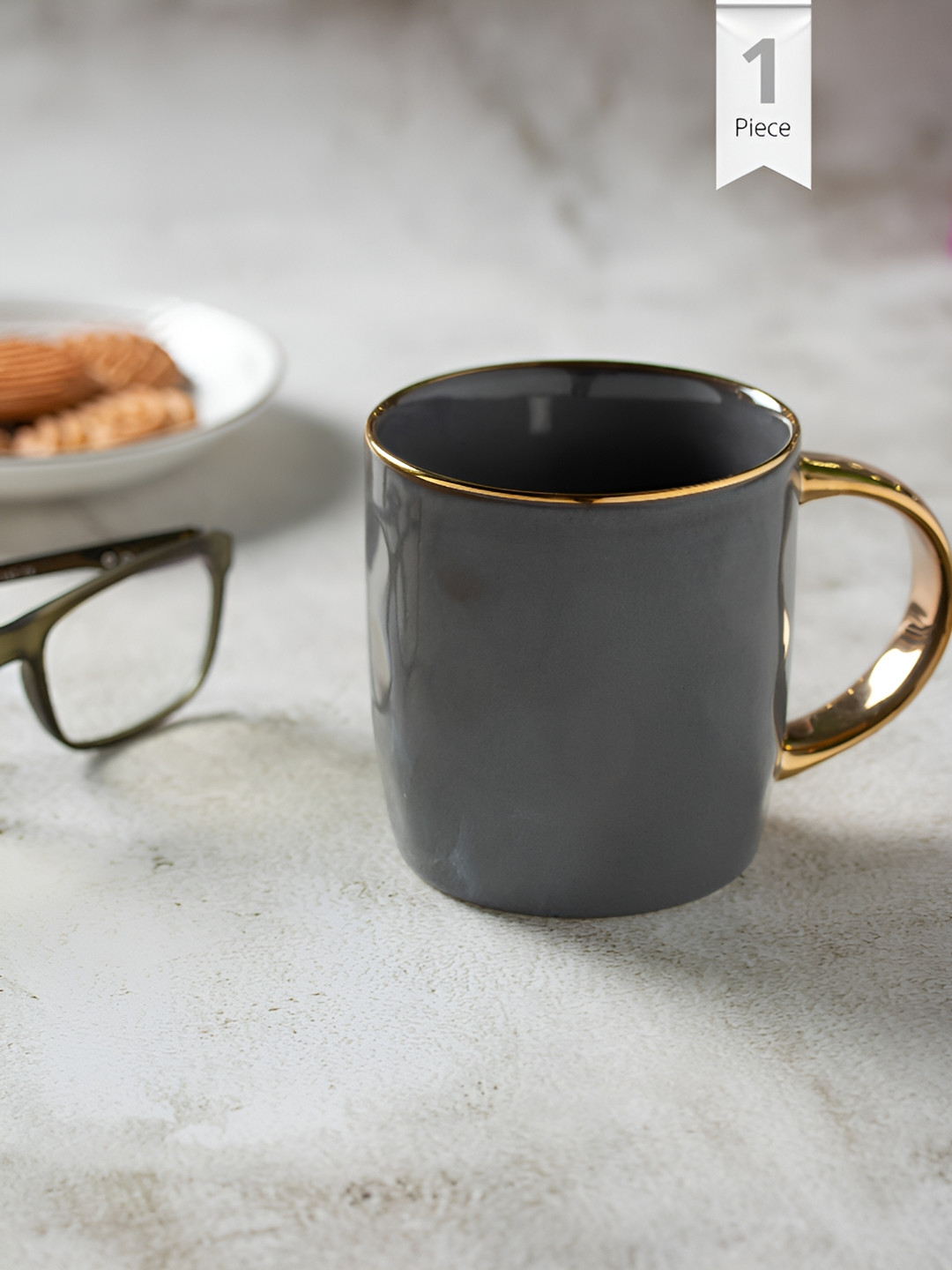 CLAY CRAFT Happy Anniversary Bhaiya Grey Ceramic Microwave Safe Mug-330ml