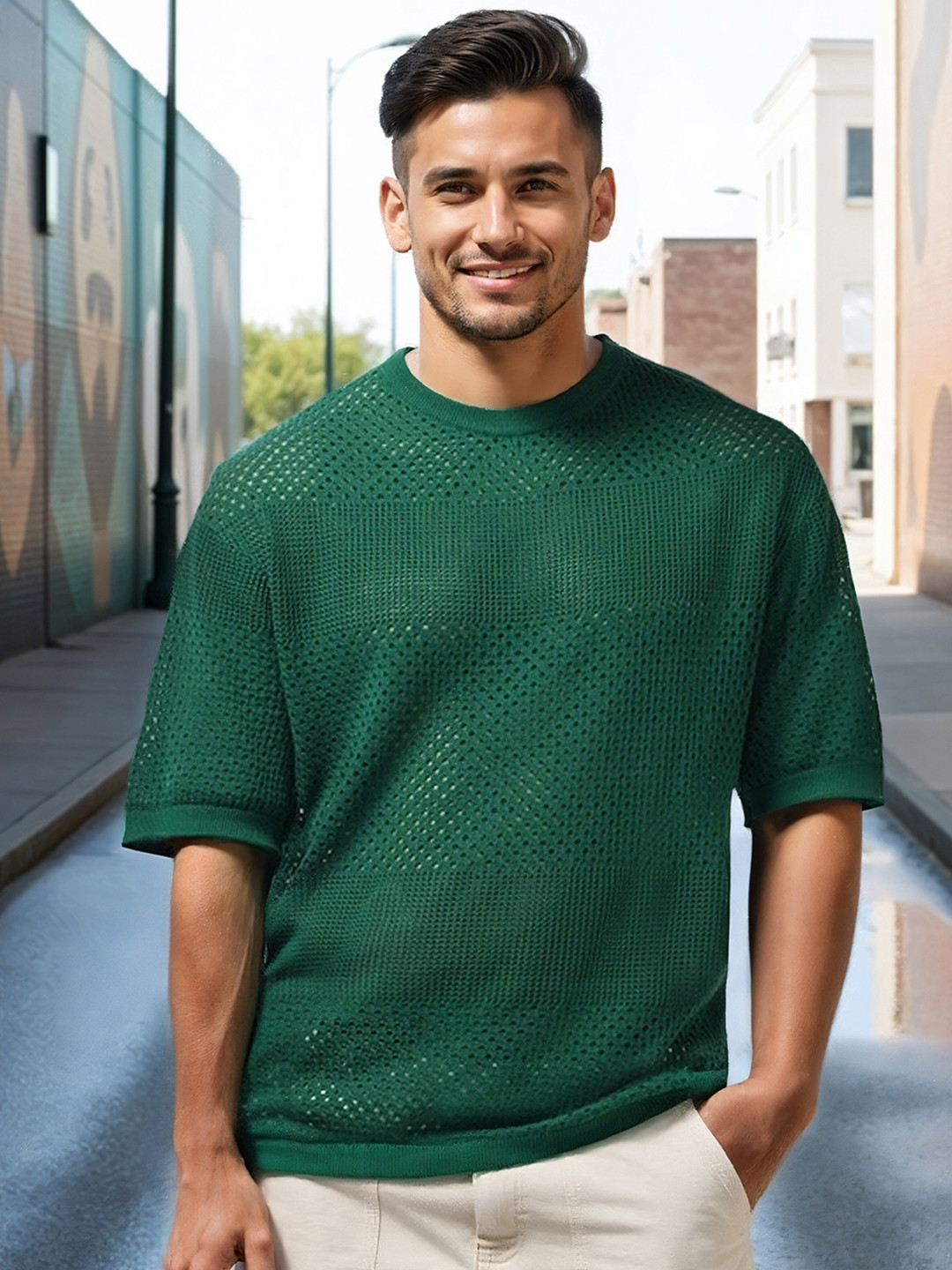 Bewakoof Self Design Round Neck Pure Cotton Oversized T-shirt