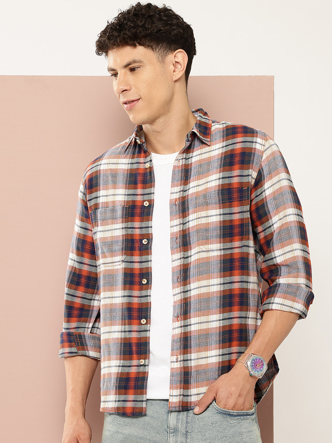 Harvard Twill Weave Checked Casual Shirt