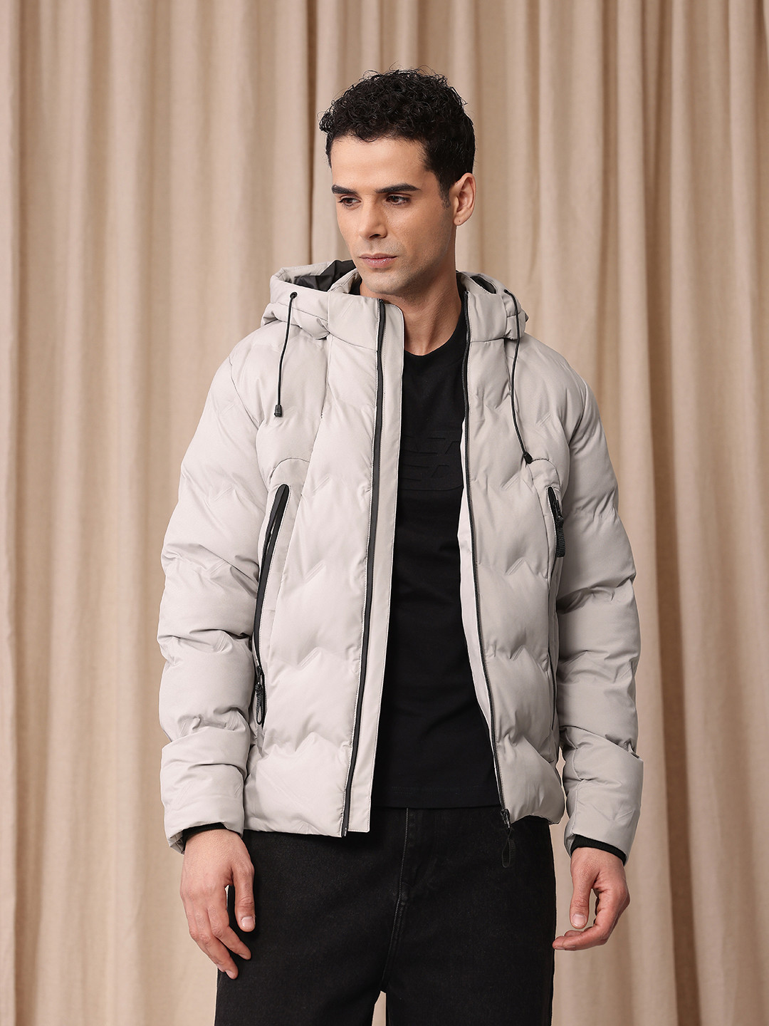 Mr Bowerbird Mock Collar With Detachable Hood Puffer Jacket