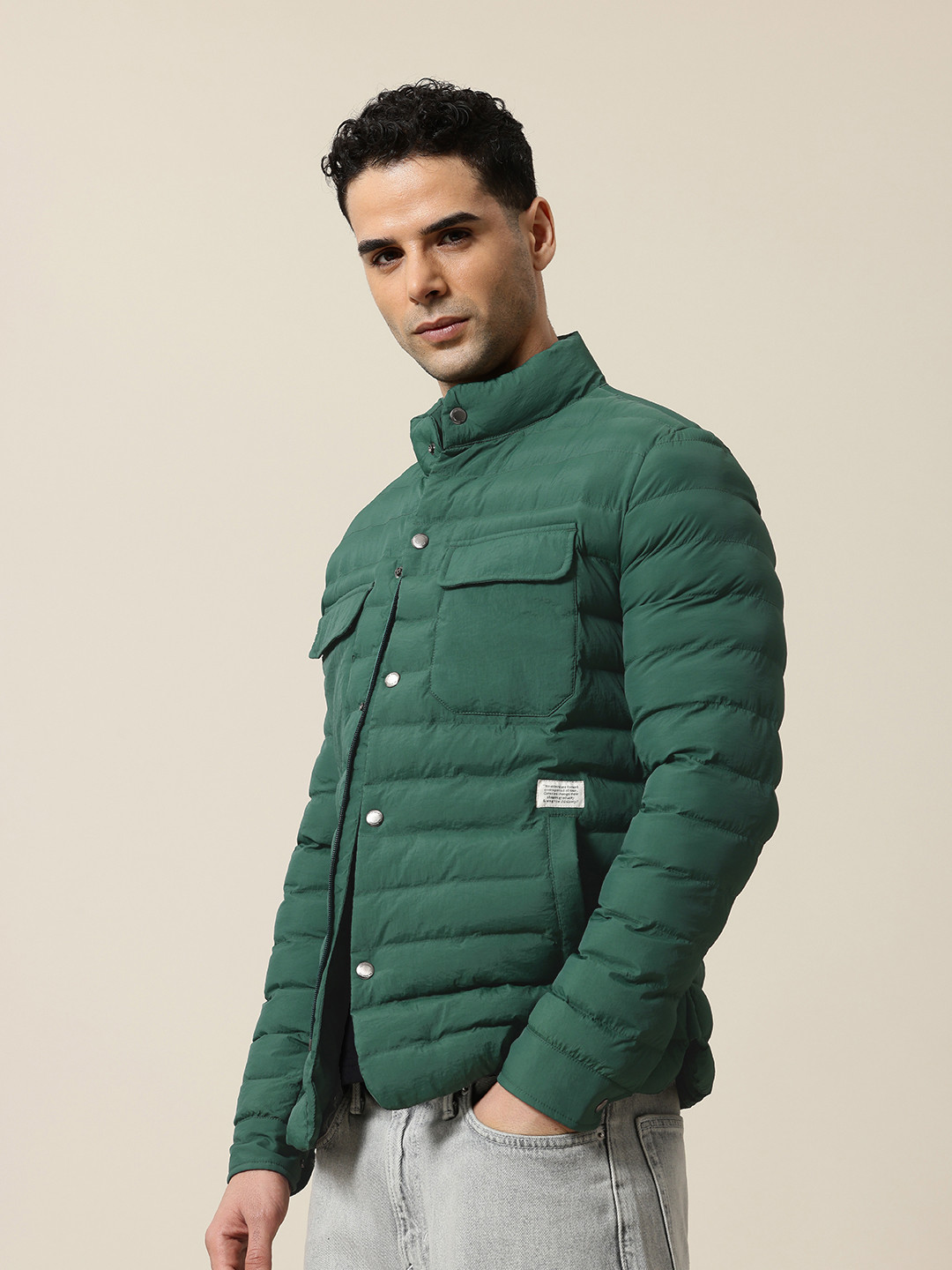 Mr Bowerbird Band Collar Tailored Fit Puffer Jacket