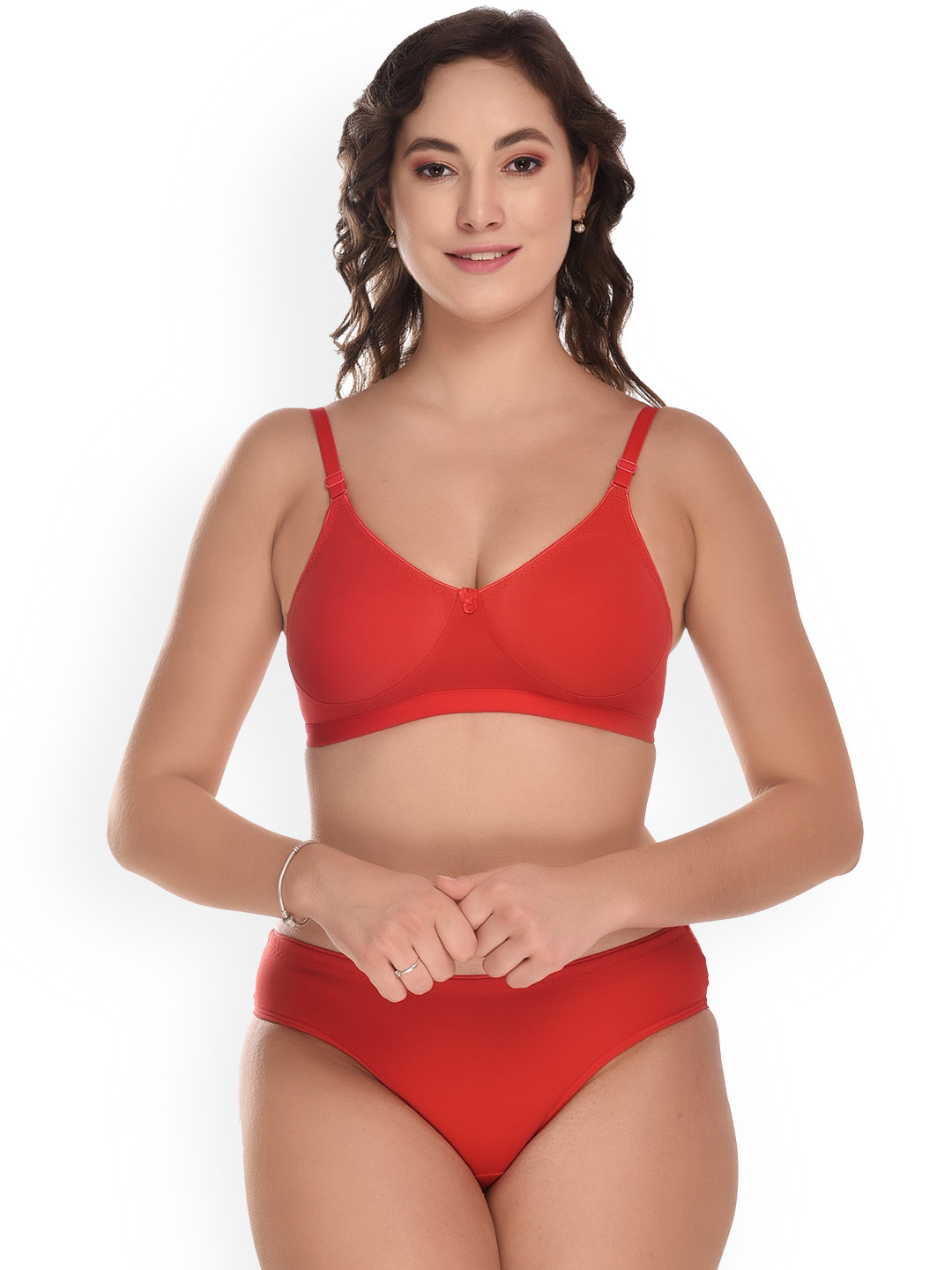 elina Non Padded Cotton Lingerie Set RM-LOVIA-SET-RED-30C