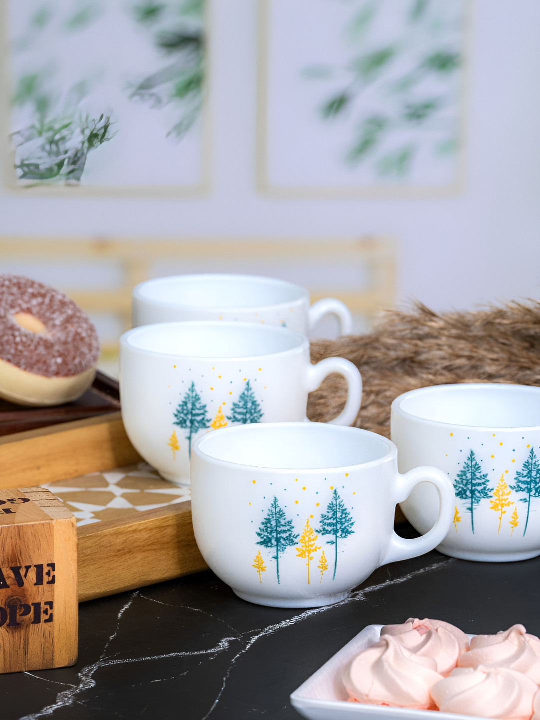 Cello Oye Sun Na Yaar Shona I Really Miss You White Conversational Opalware Microwave Safe 6 Piece Mugs-160ml