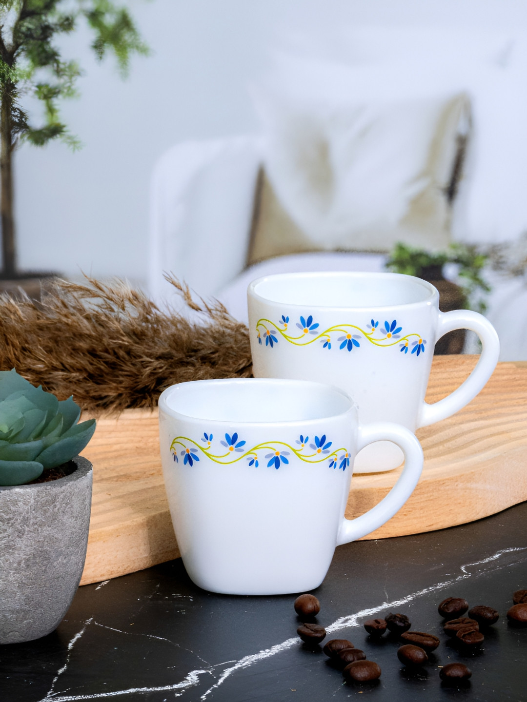 Cello Mommy to Be White Floral Opalware Microwave Safe 12 Piece Cups-100ml