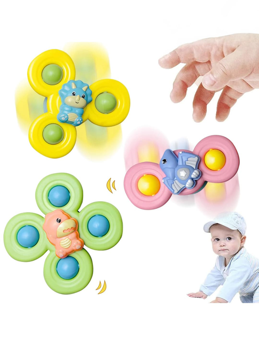 Kidology Silicone Suction Spinner Sensory Fidget Spinner (3Pcs)