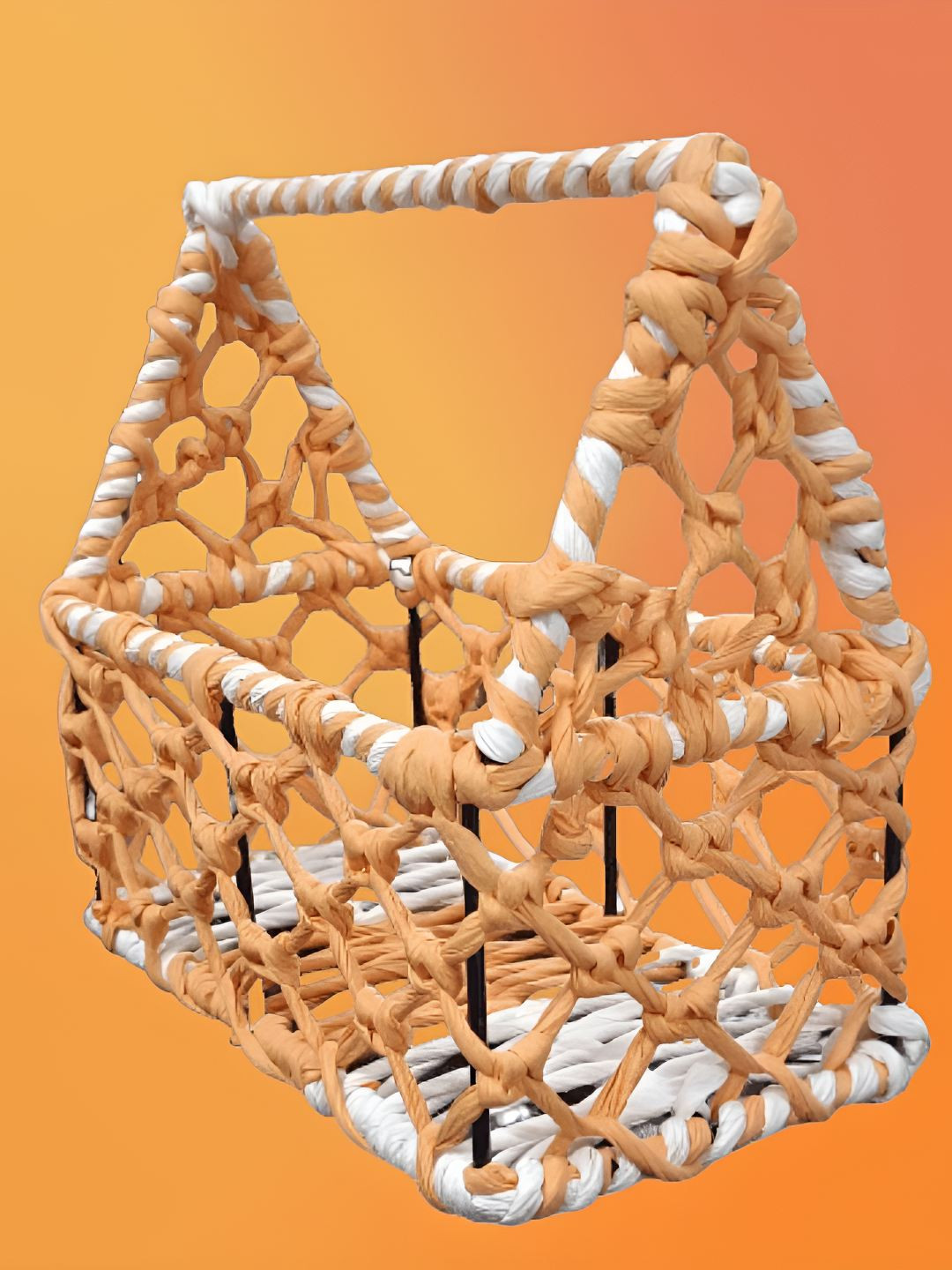 PUFFSMART Orange Metal Frame Fruit and Vegetable Basket