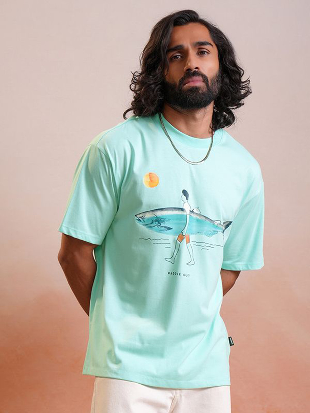 LOCOMOTIVE Premium Printed Half Sleeve Relaxed Drop Shoulder T-Shirt