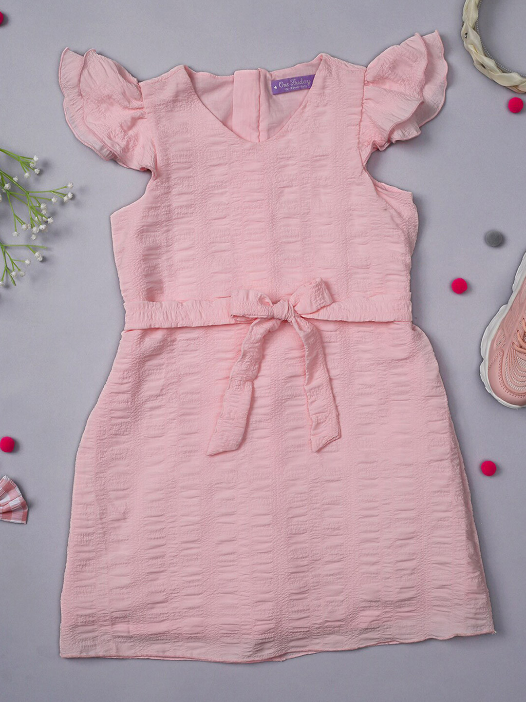 One Friday Girls Flutter Sleeve Fit & Flare Dress