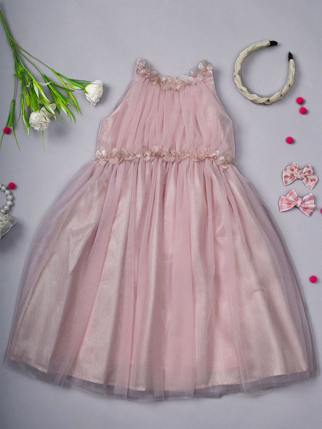 One Friday Girls Floral Embellished Fit & Flare Dress