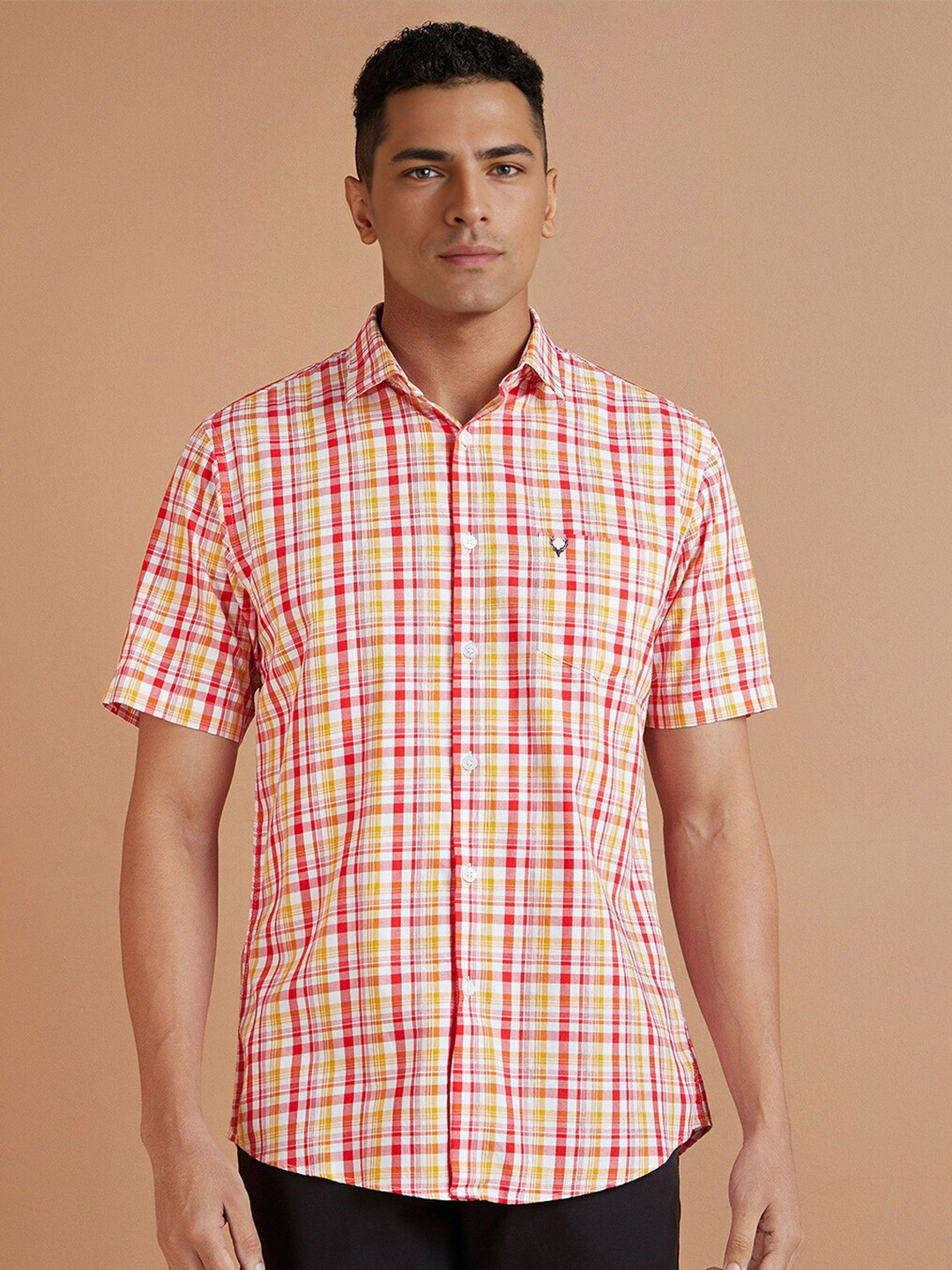 Allen Solly Slim Fit Tartan Checks Half Sleeves Cotton Shirt