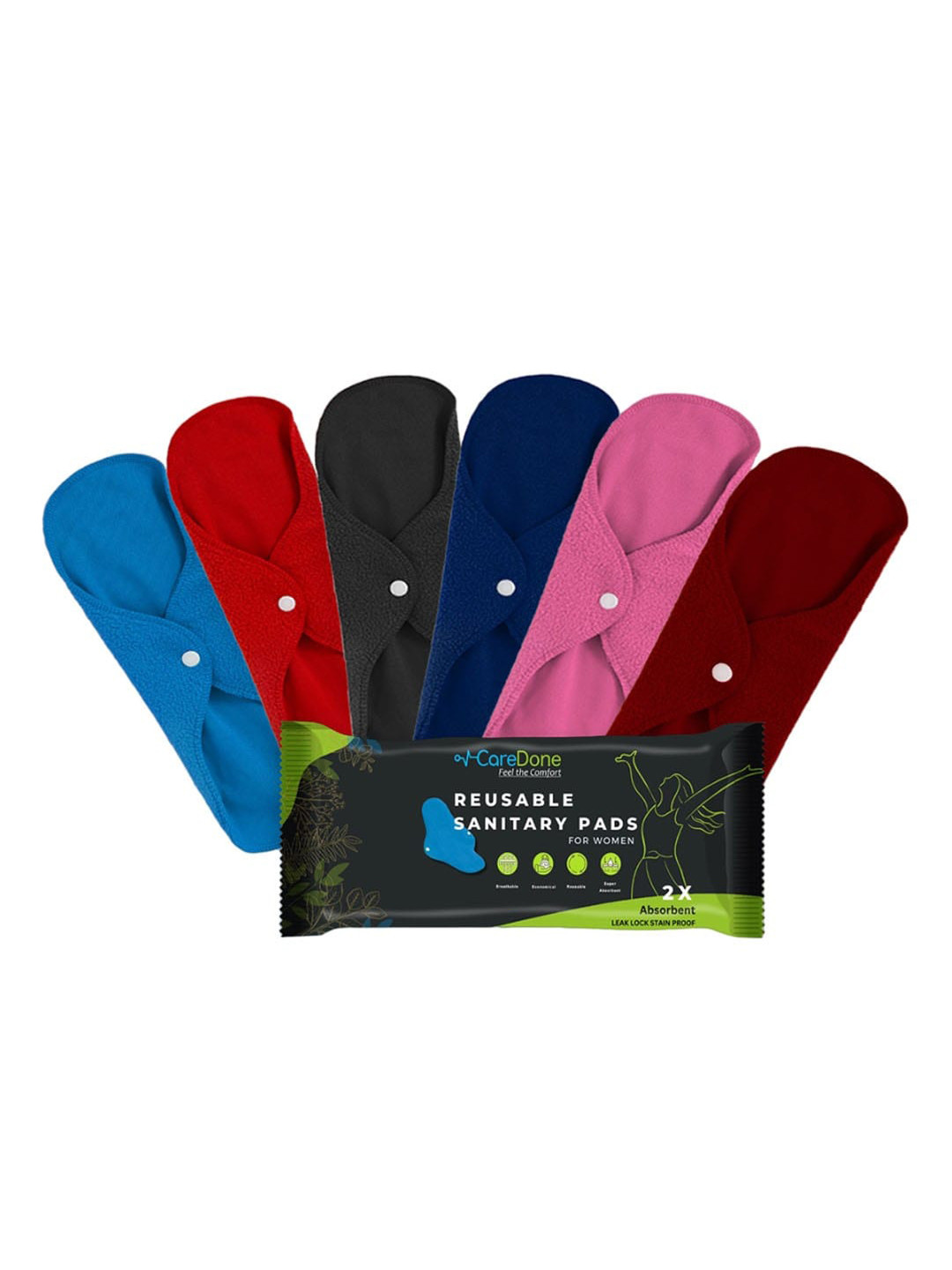 CareDone Set Of 6 Washable & Reusable Comfty Extra Large Sanitary Cloth Pad - Xl