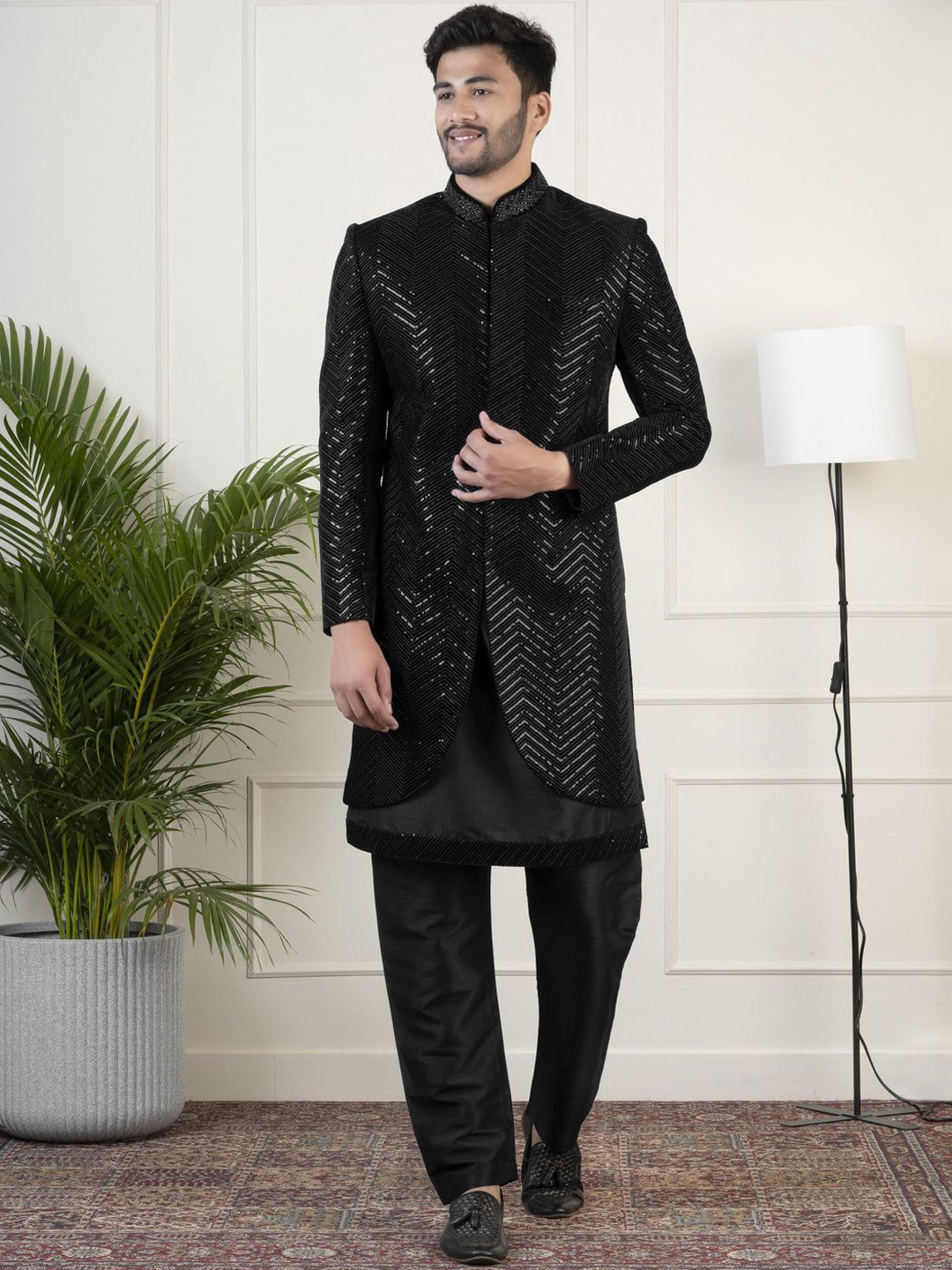 TheEthnic.Co  Sequin Embroidered Indowestern Sherwani