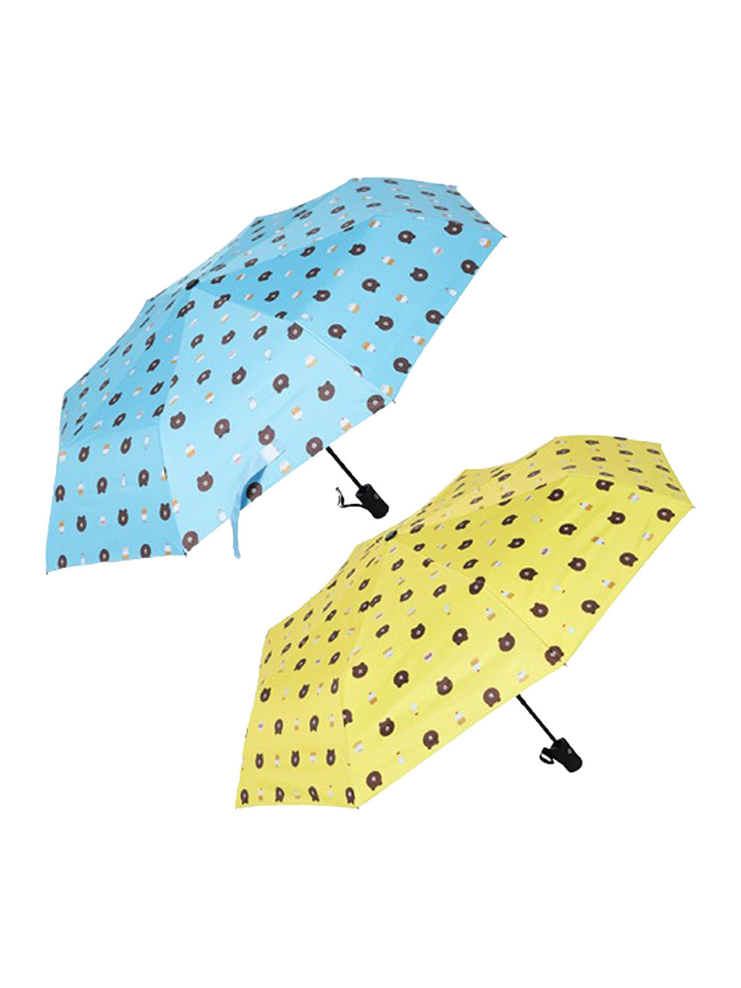 KEKEMI Set of 2 Printed Manual 3 Fold Umbrellas