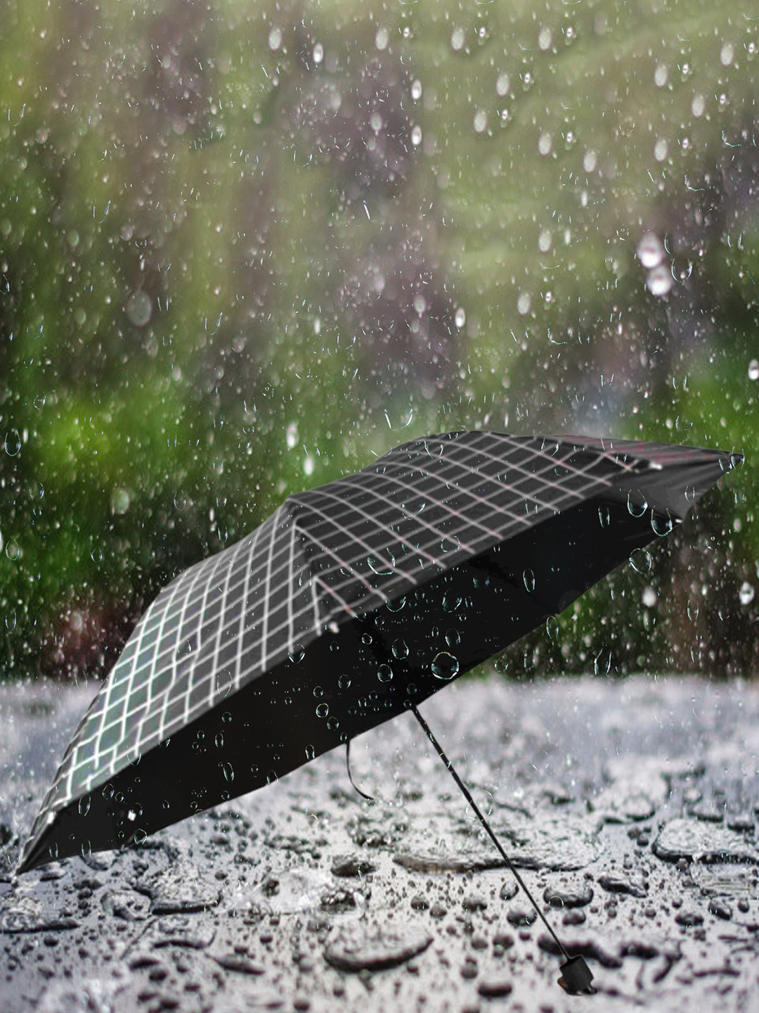 KEKEMI Manual 3 Fold Geometric Printed Umbrellas