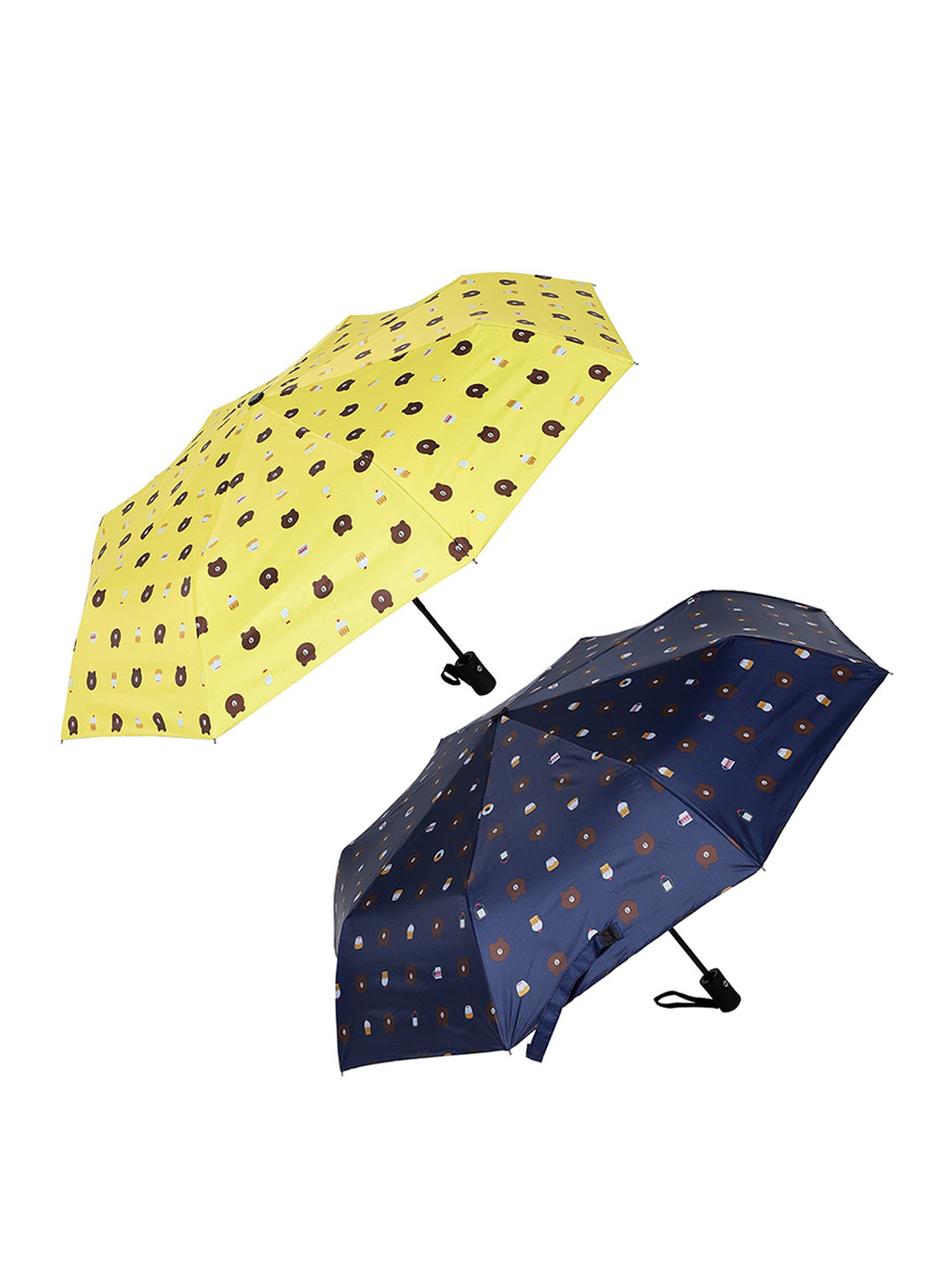 KEKEMI Pack of 2 Manual 3 Fold Cartoon Printed Umbrella