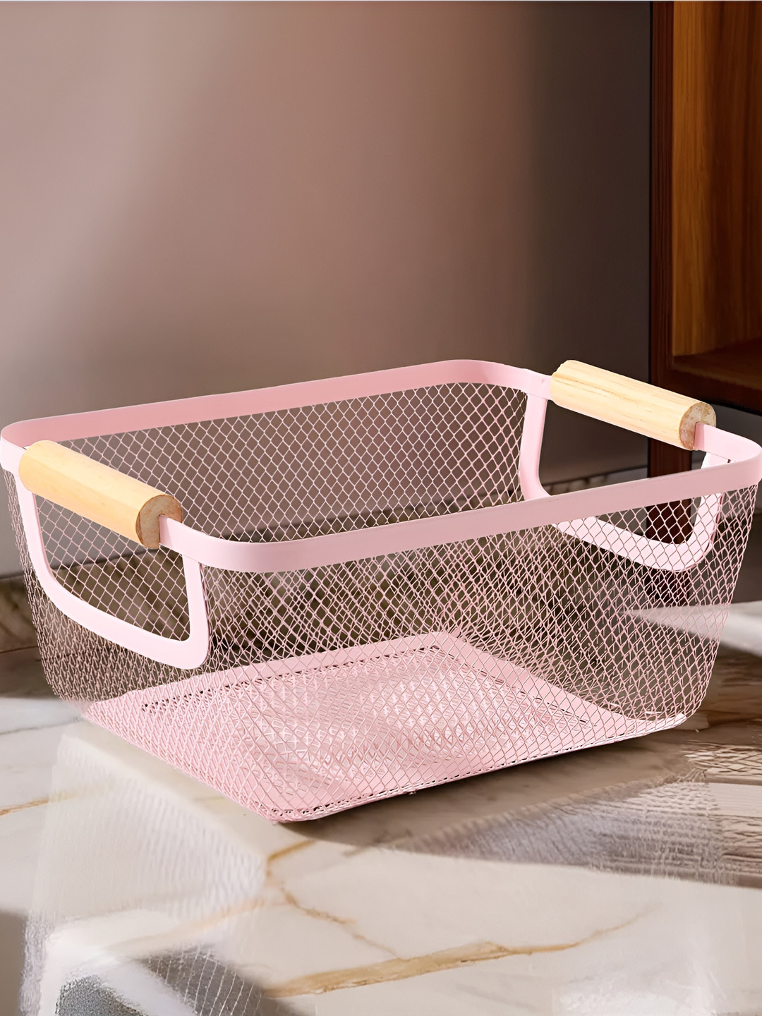 UMAI Pink Regular Metal Basket Organiser