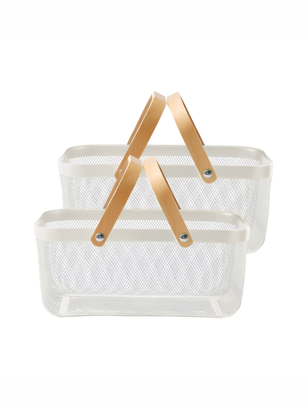 UMAI White 2 Pcs Regular Multi-Utility Fruit and Vegetable Basket