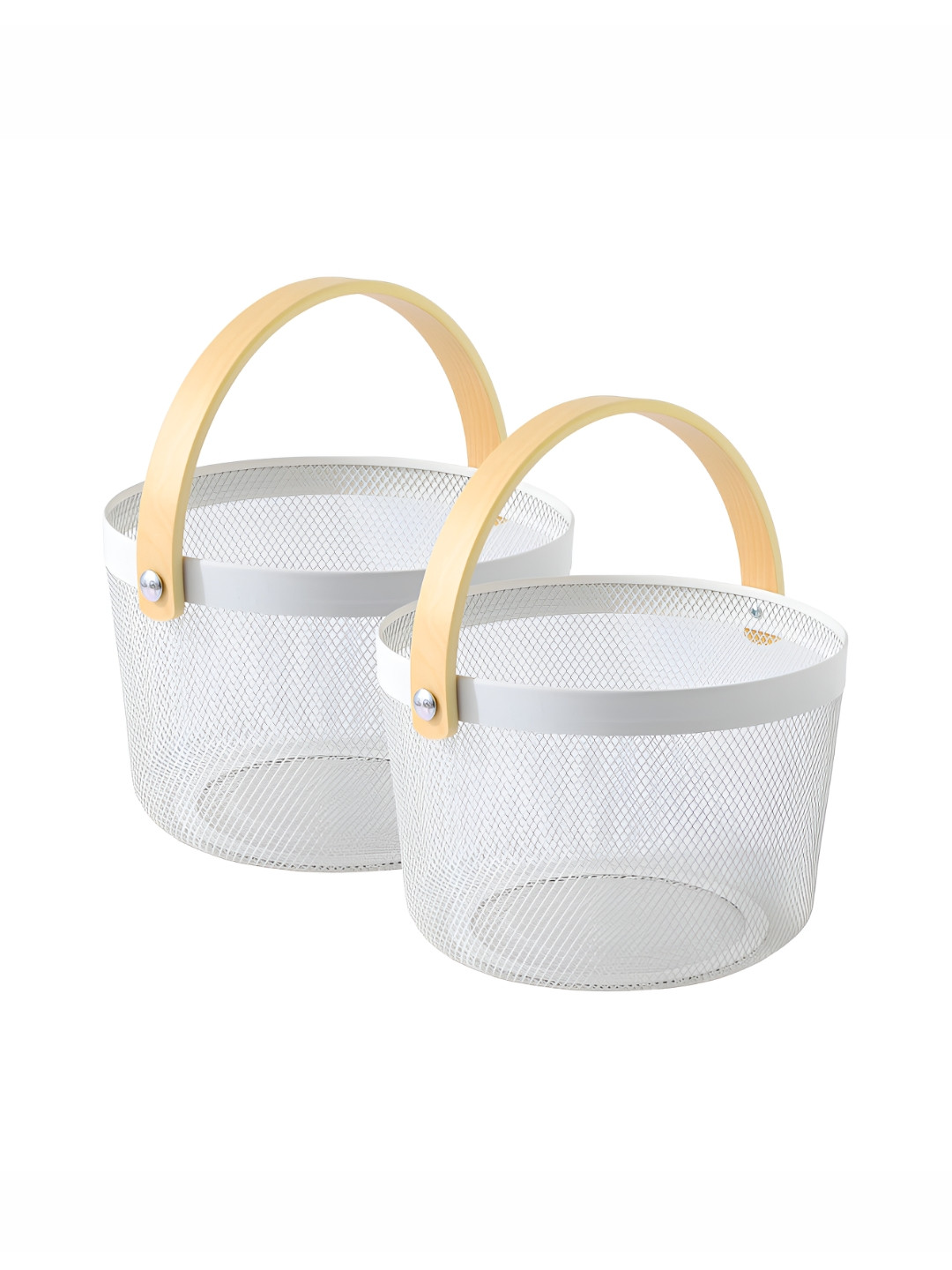 UMAI White & Brown 2 Pieces Textured Metal Multi-Utility Organisers