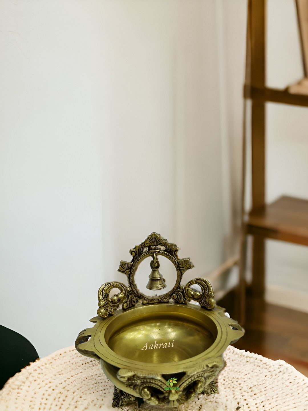 Aakrati Urli Bowl Yellow Brass Metallic Living Room Medium Showpiece - 7 Inches